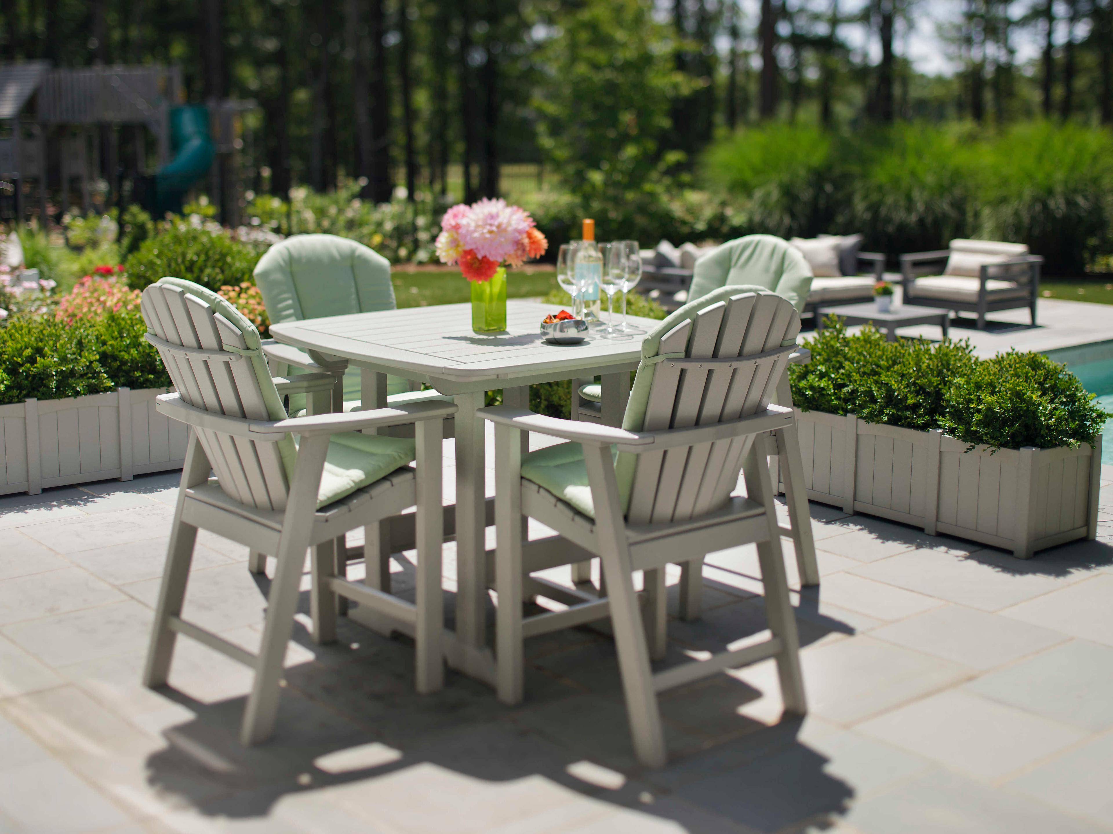 Seaside Casual Shellback Adirondack Recycled Plastic Outdoor Patio Counter Chair