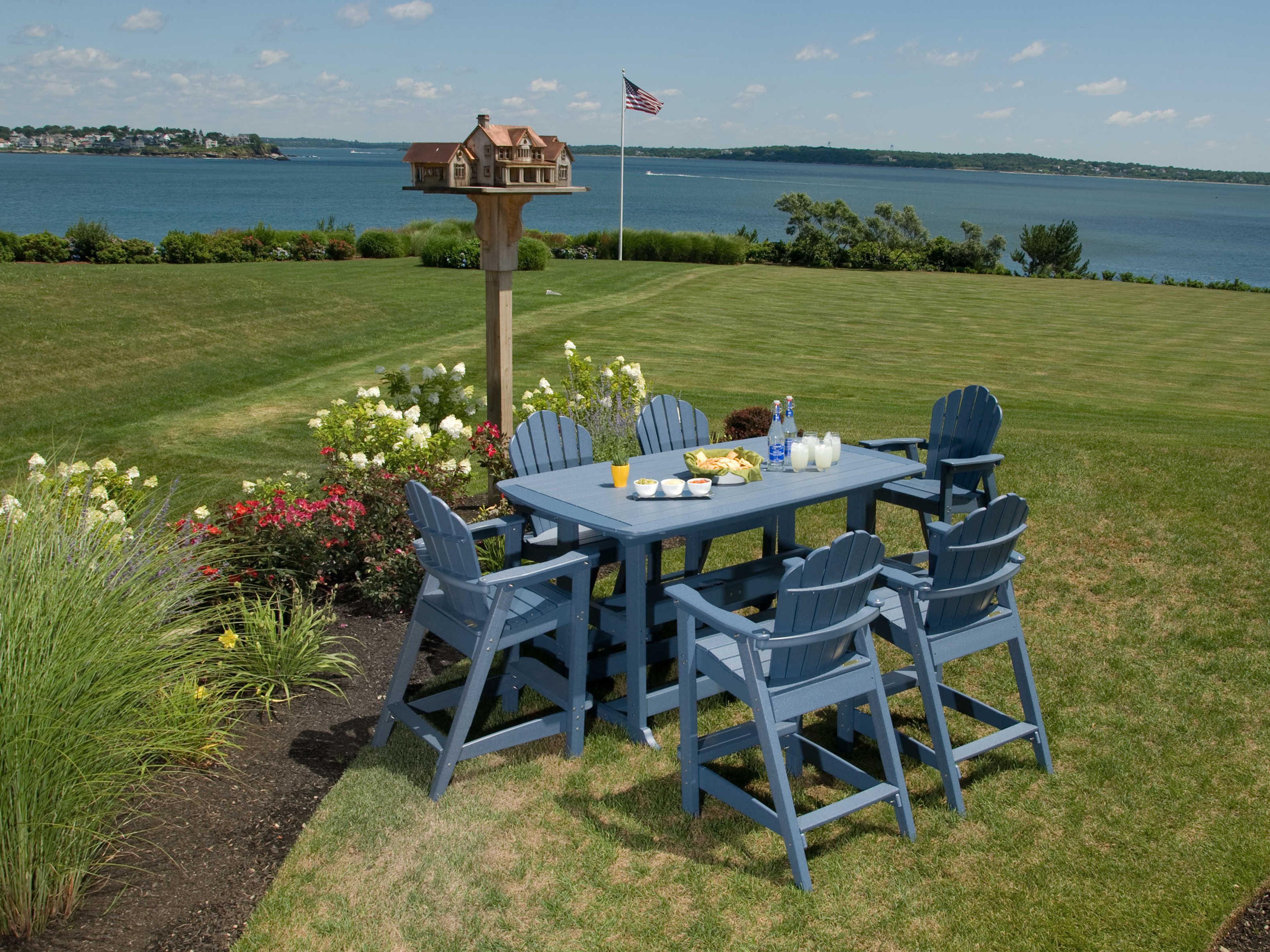 Seaside Casual Classic Adirondack Recycled Plastic Outdoor Bar Chair