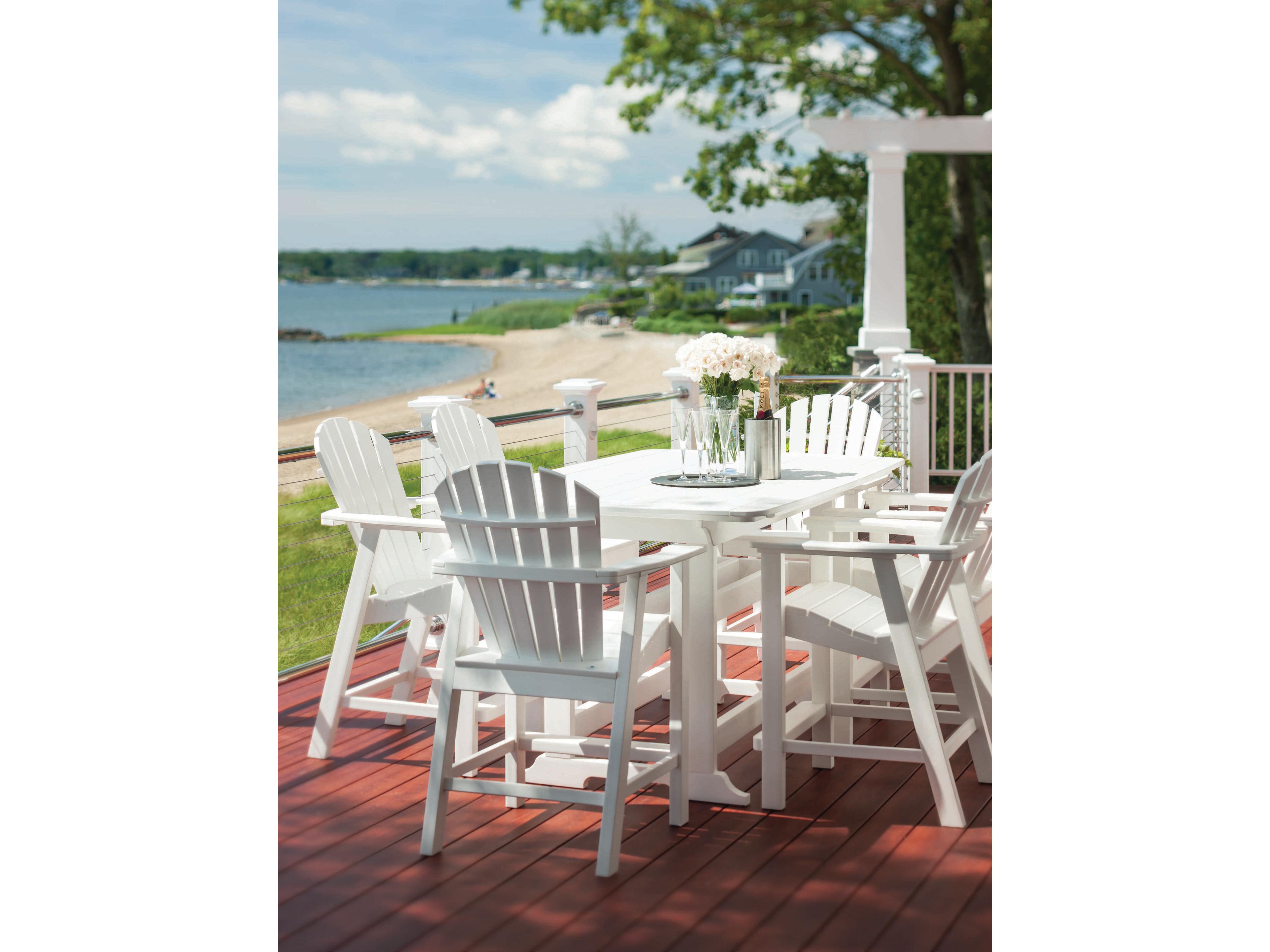 Seaside Casual Portsmouth Recycled Plastic Rectangular Patio Counter Table with Umbrella Hole