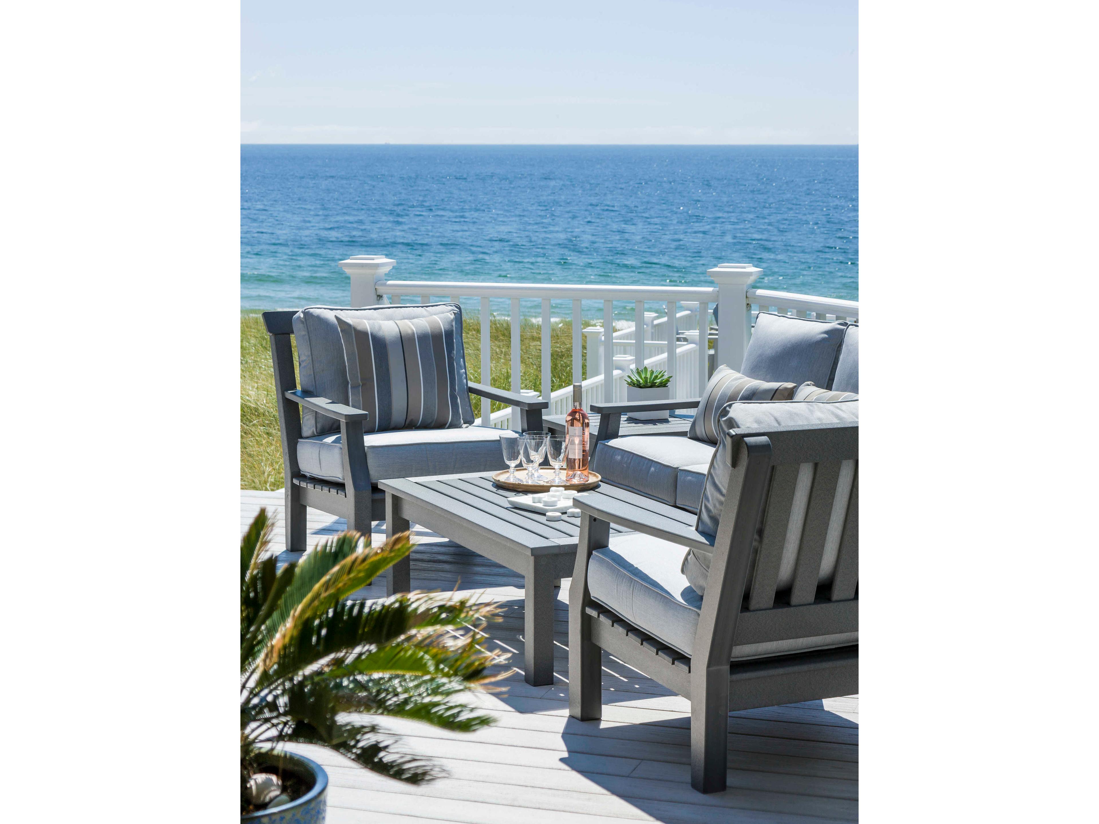Seaside Casual Nantucket Recycled Plastic Rectangular Outdoor Patio Coffee Table