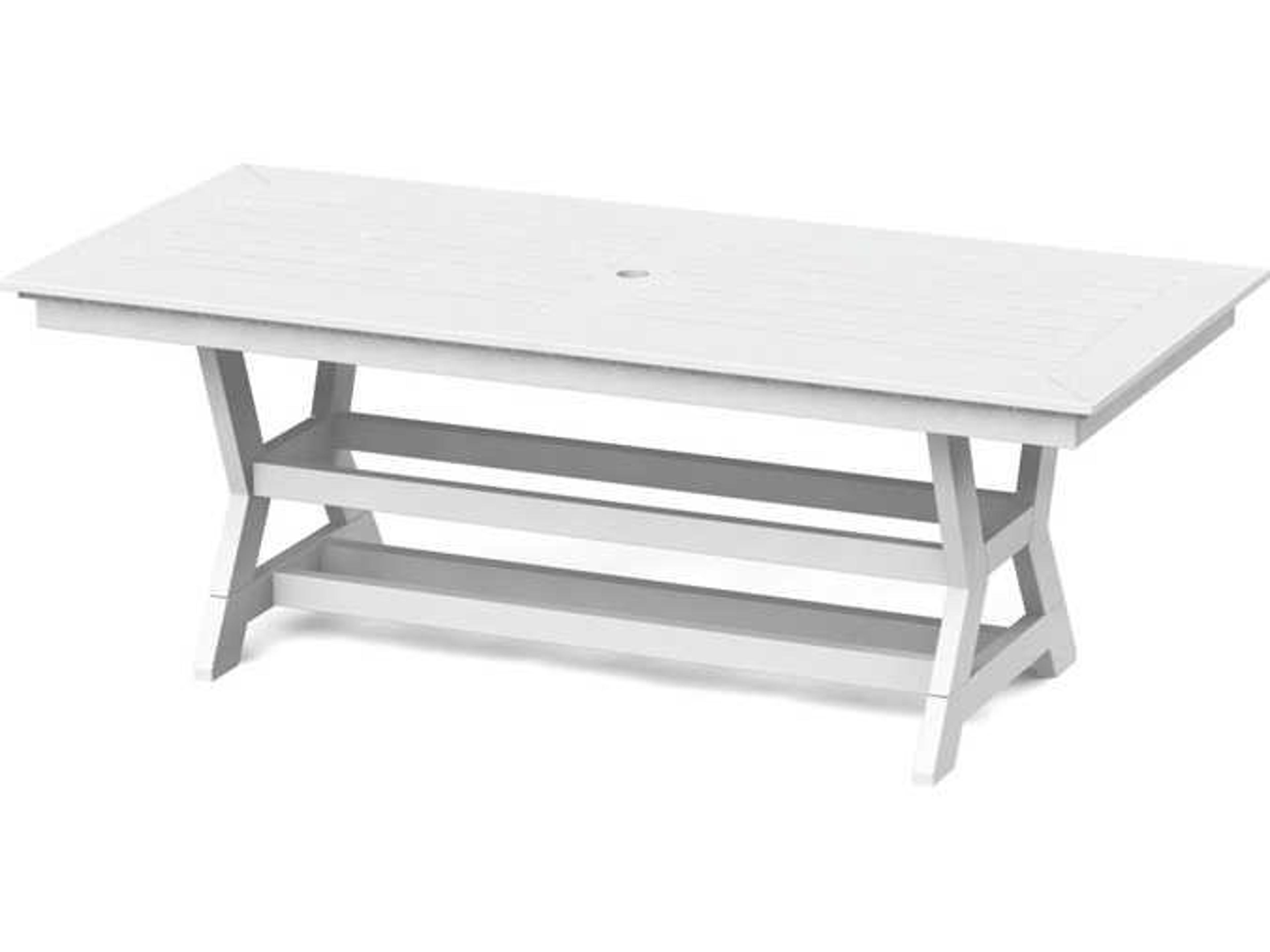 Sym Recycled Plastic Rectangular Outdoor Dining Table with Umbrella Hole