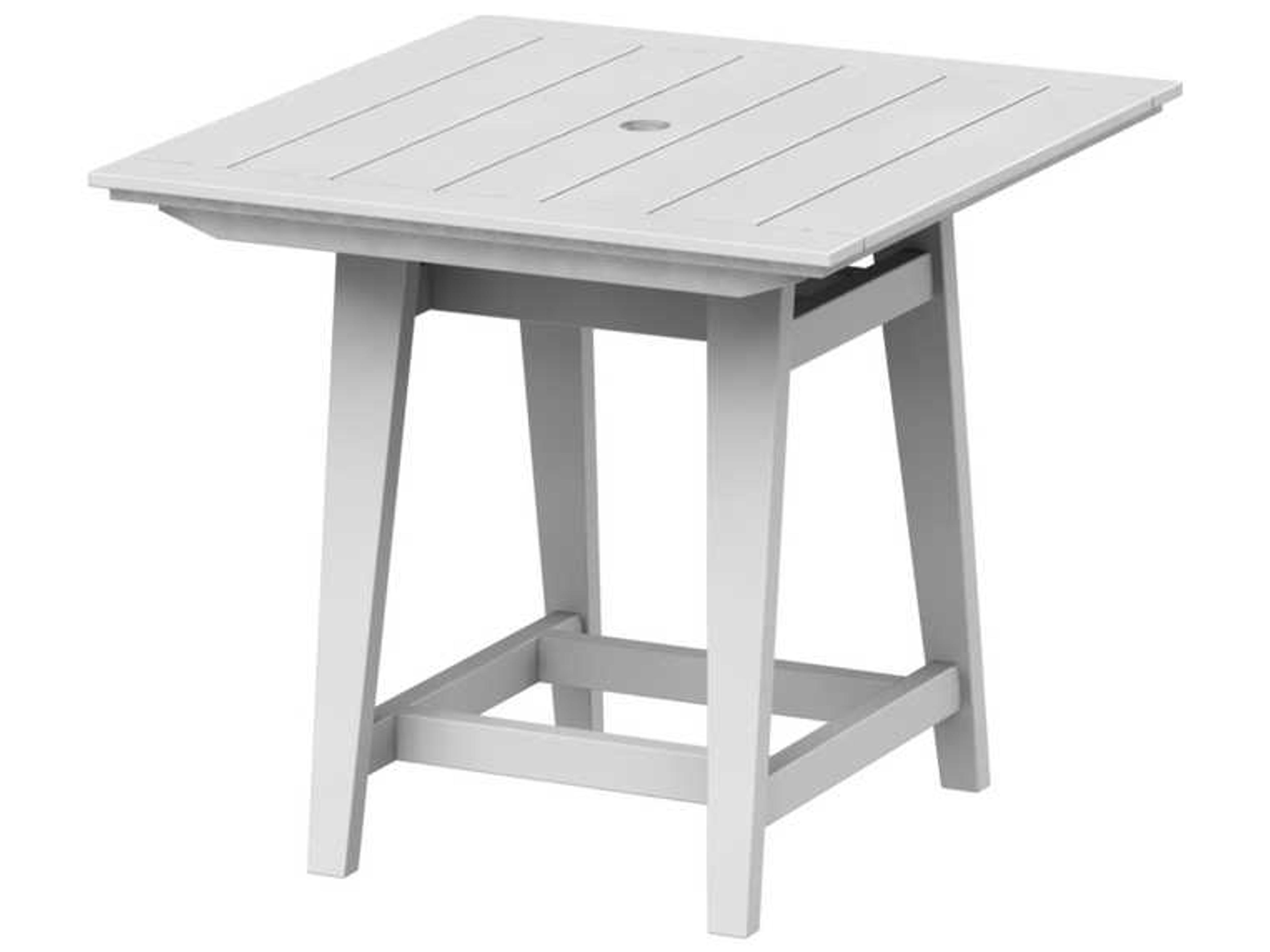 Mad Recycled Plastic Square Outdoor Patio Counter Table with Umbrella Hole