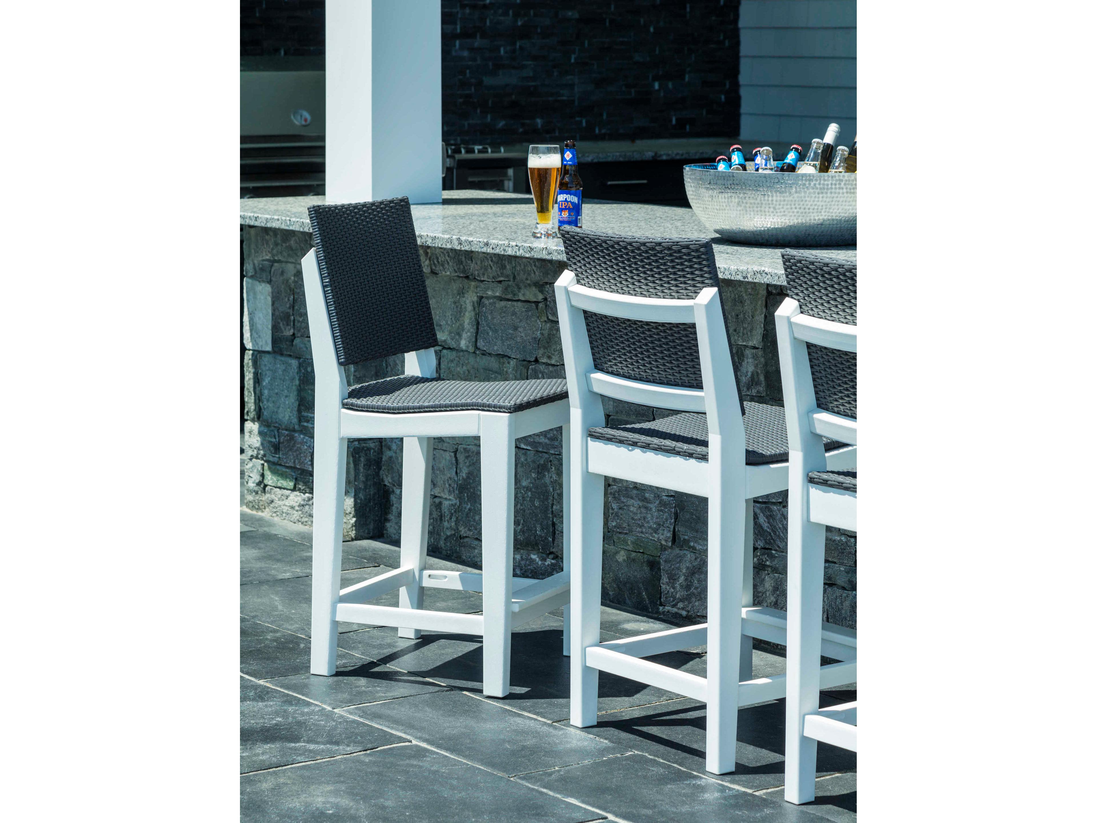 Seaside Casual Mad Recycled Plastic Wicker Patio Counter Stool