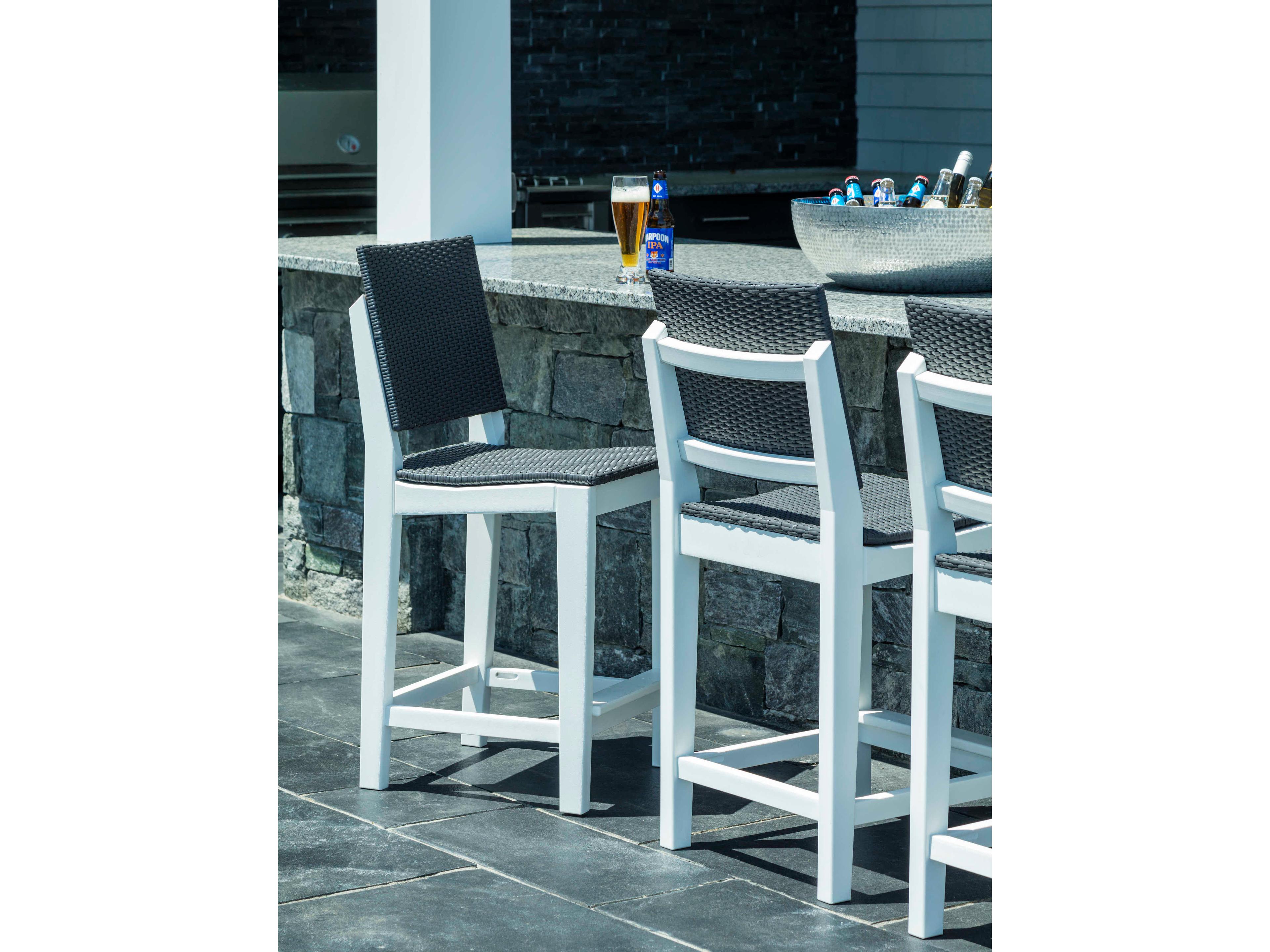 Seaside Casual Mad Recycled Plastic Wicker Outdoor Patio Counter Stool