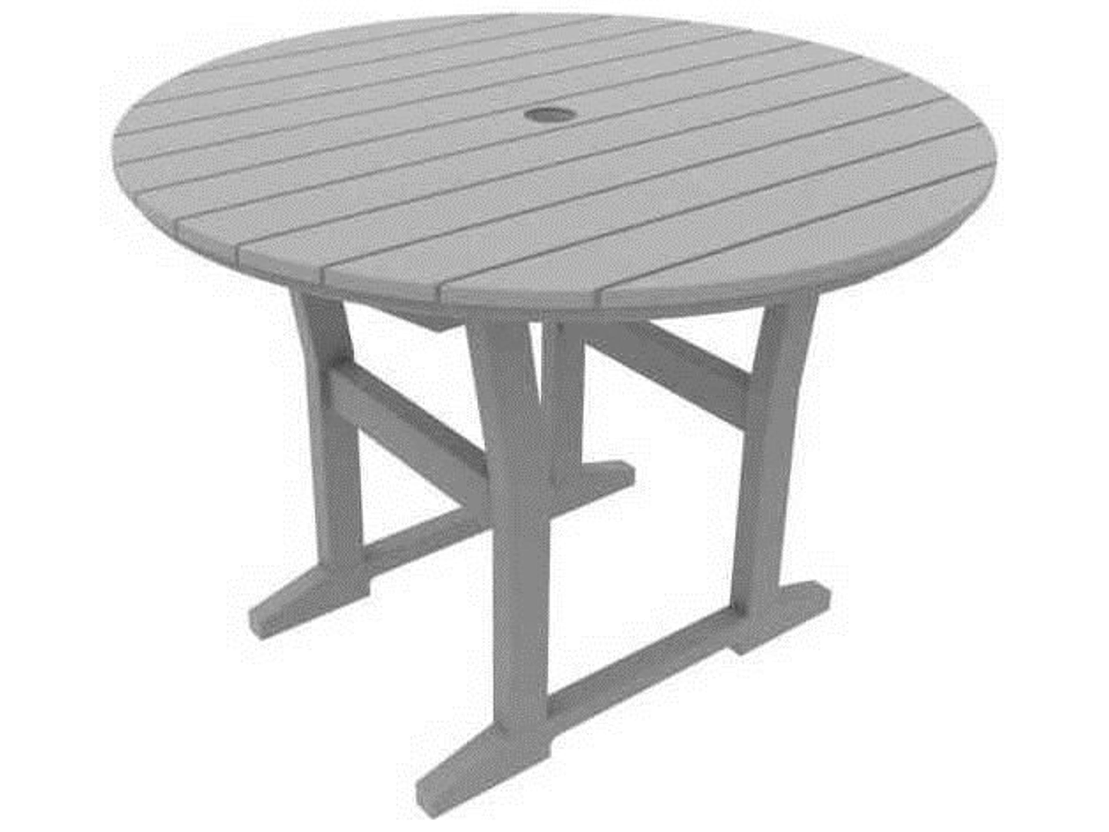 Seaside Casual Coastline Recycled Plastic Cafe Fusion Round Outdoor Patio Dining Table with Umbrella Hole
