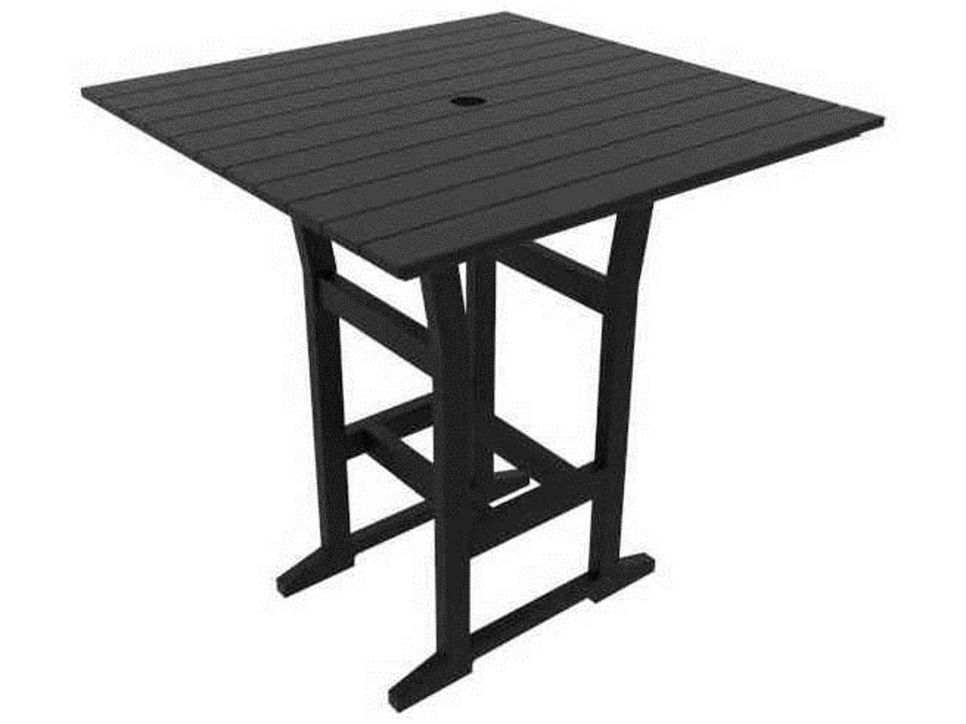 Seaside Casual Coastline Recycled Plastic Cafe Fusion Square Outdoor Patio Bar Table with Umbrella Hole