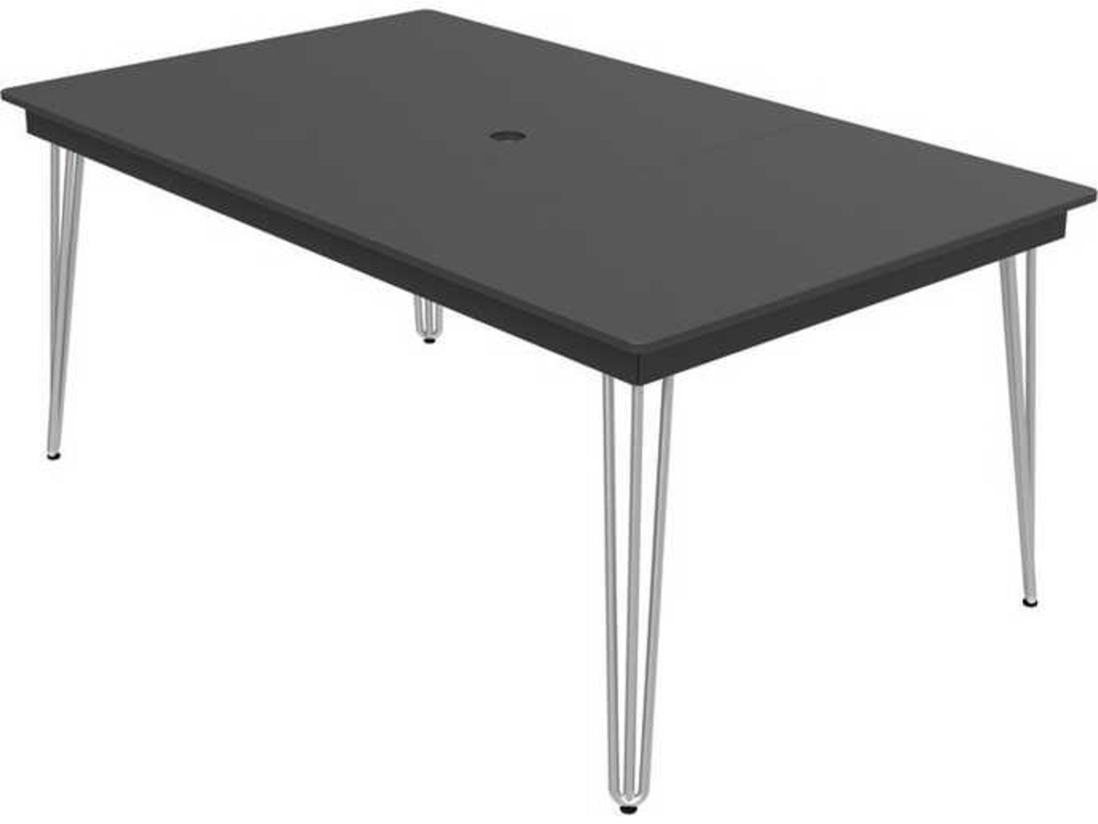 Hip Aluminum Long Rectangular Outdoor Patio Dining Table with Umbrella Hole