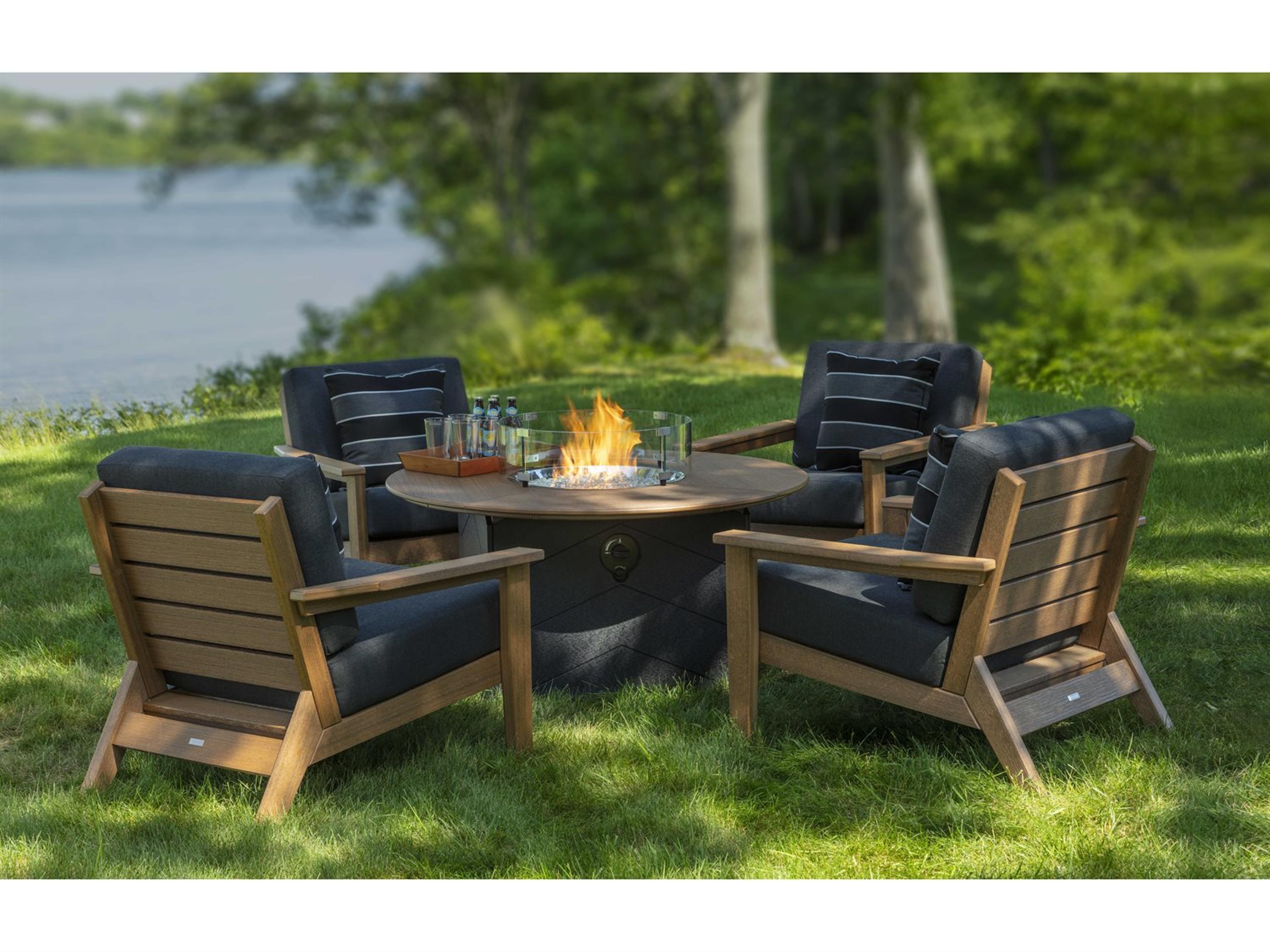 Dex Recycled Cushion Fire Pit Outdoor Patio Lounge Set