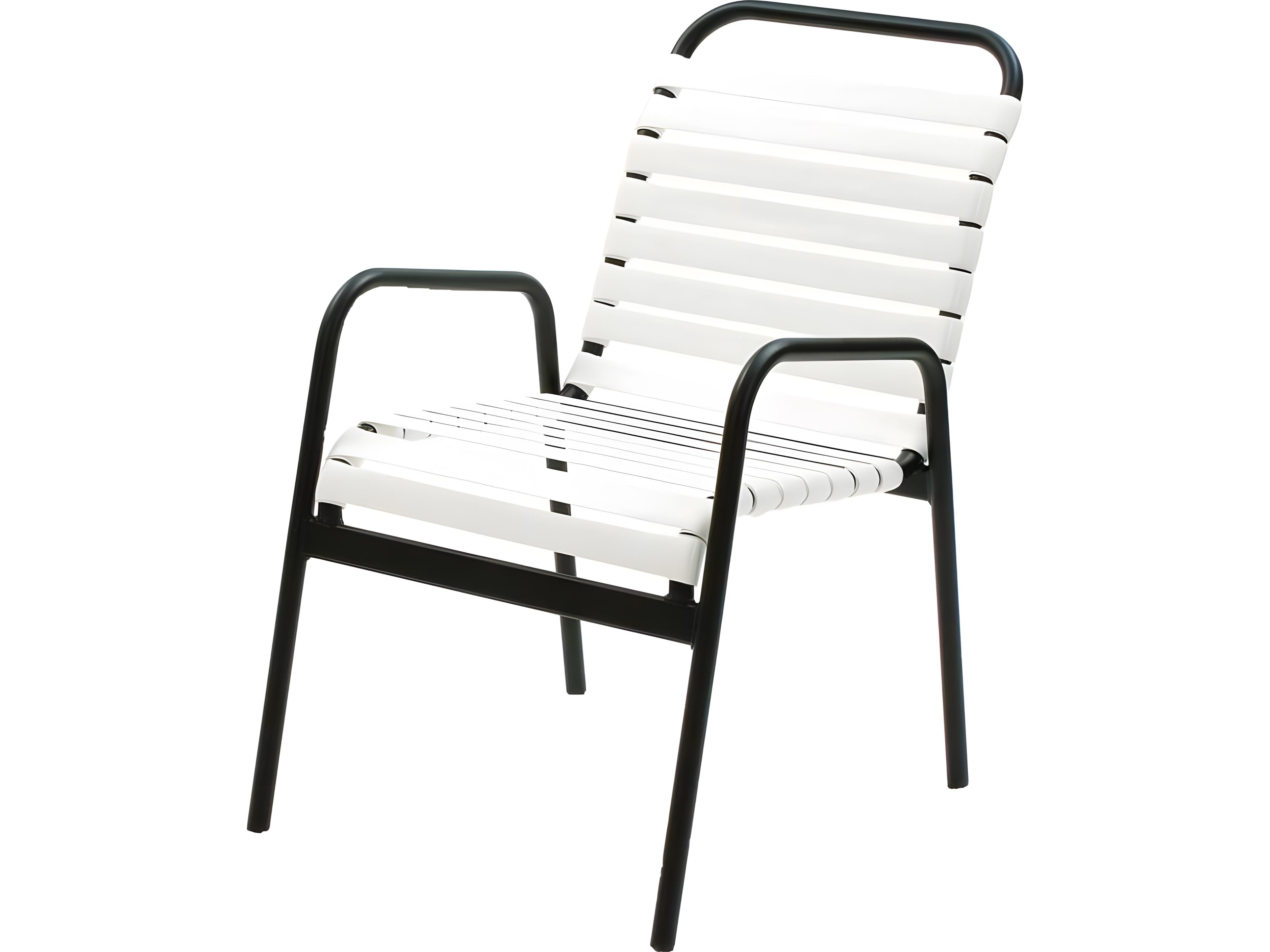 Sanibel Strap Aluminum Arm Stackable Patio Dining Chair