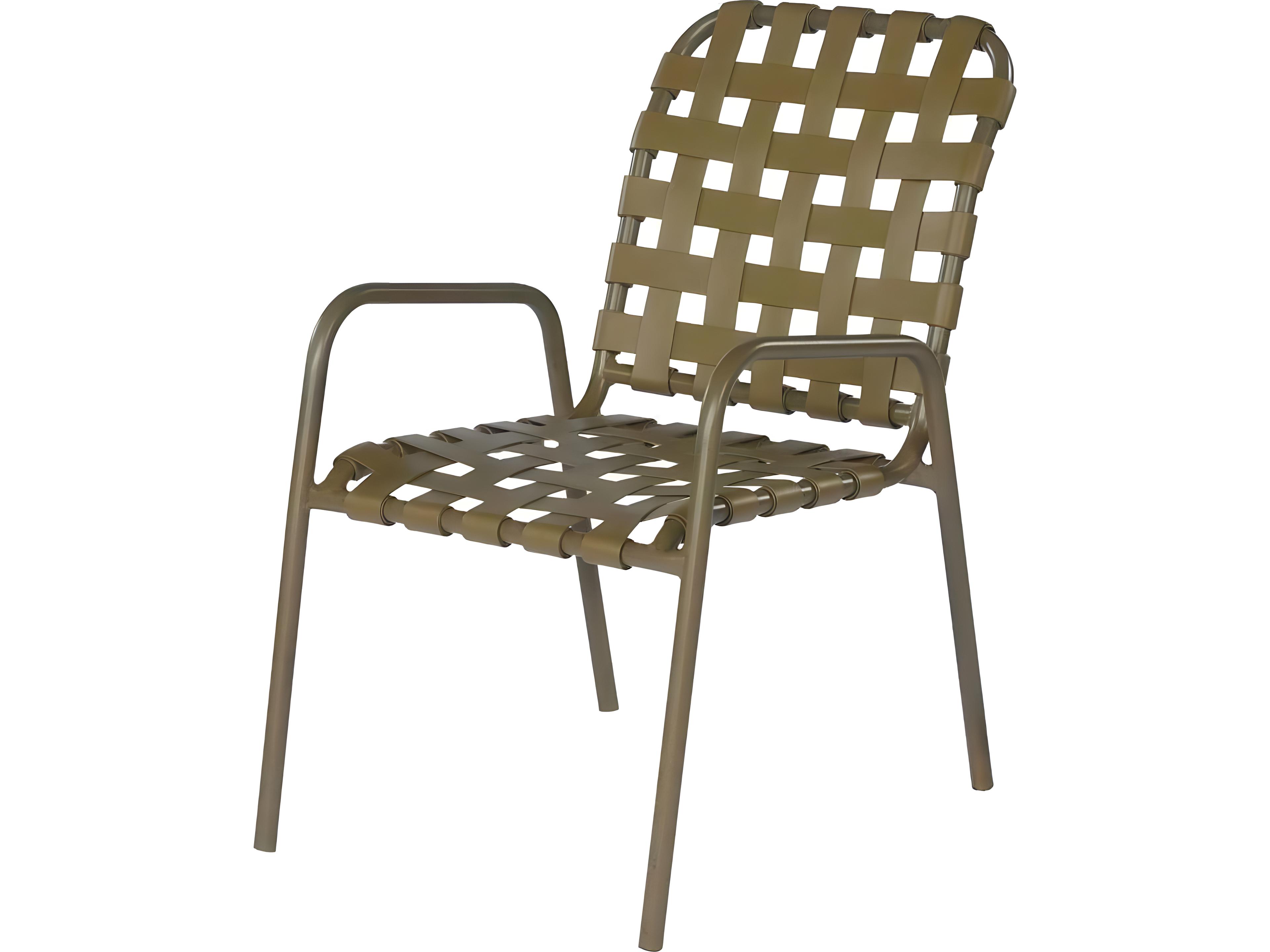 Sanibel Cross Strap Aluminum Stackable Outdoor Dining Arm Chair