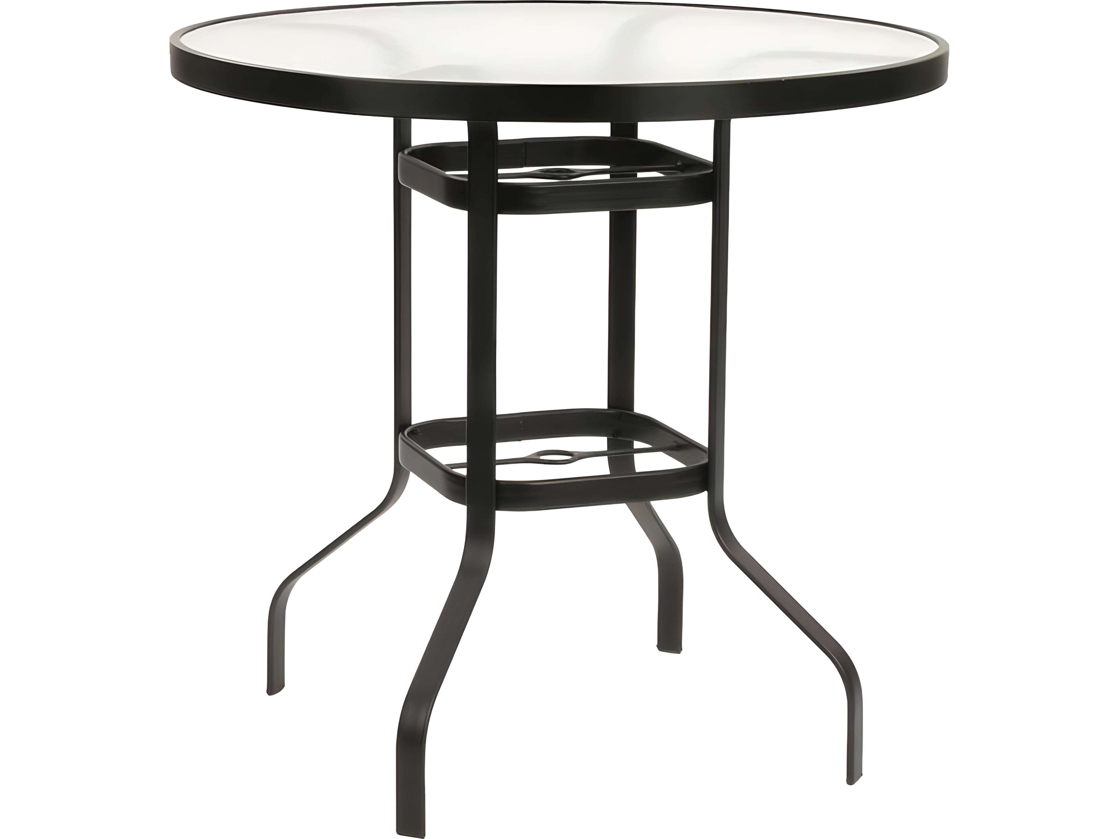 Aluminum Round Glass Top Patio Bar Table