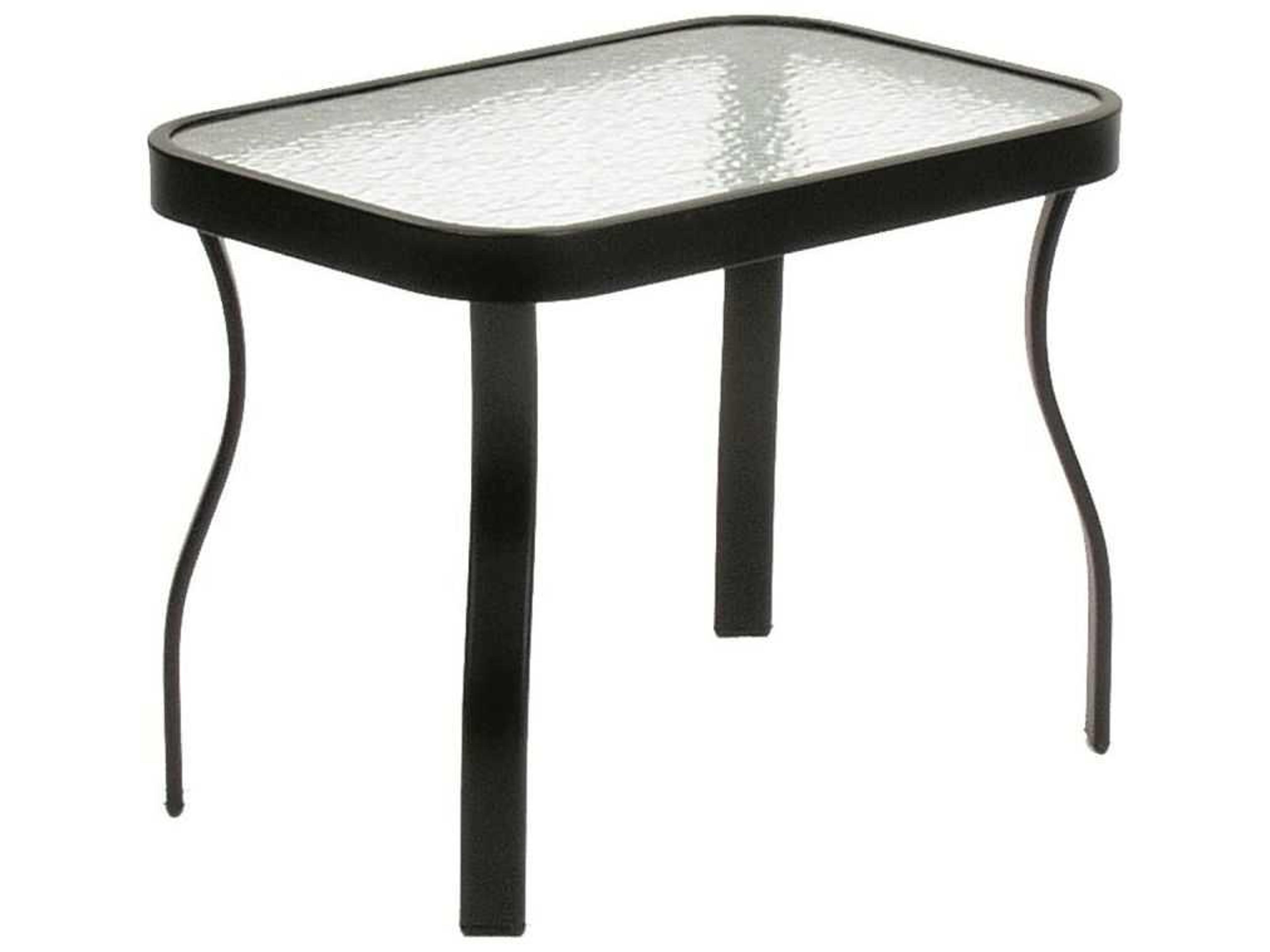 Aluminum Rectangular Glass Top Patio End Table