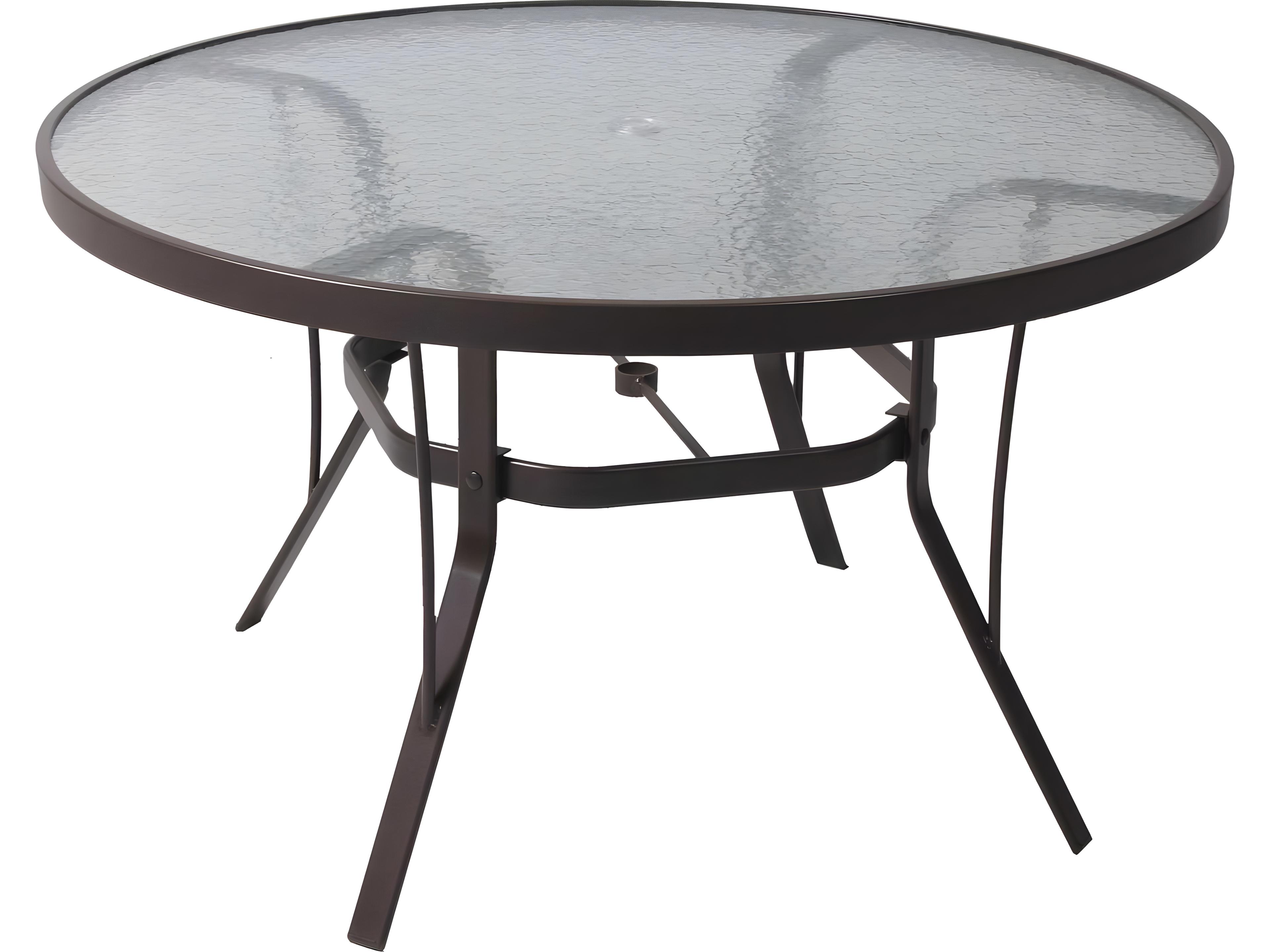 Aluminum Round Glass Top Outdoor Dining Table