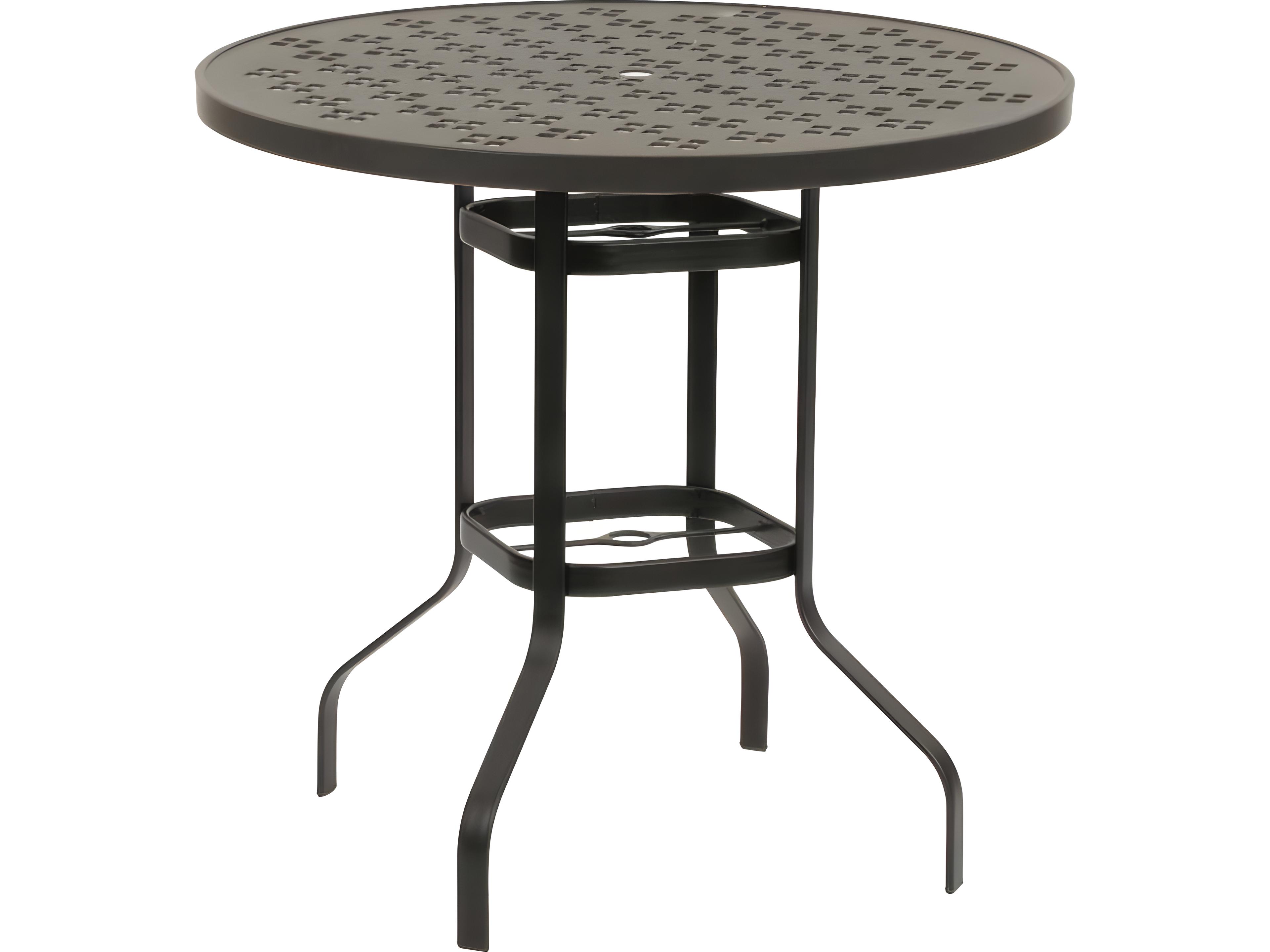 Patterned Square Aluminum Round Metal Outdoor Patio Bar Table with Umbrella Hole