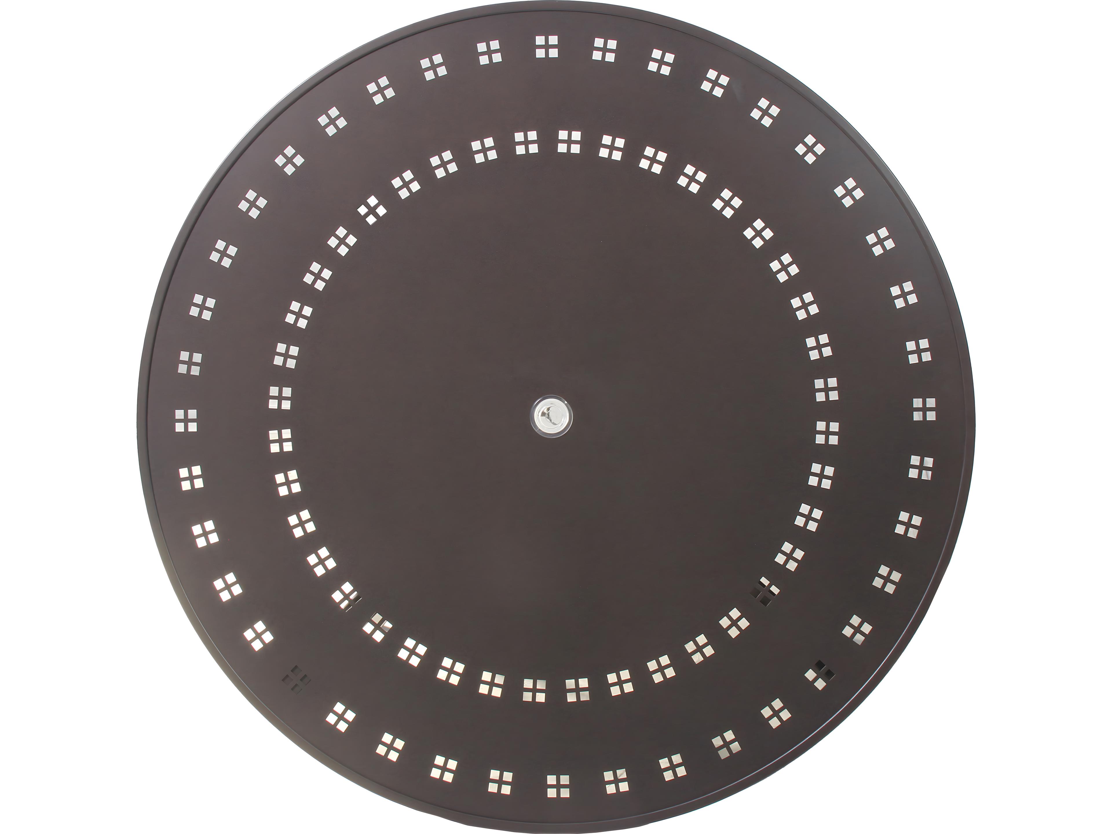 Patterned Square Aluminum Round Metal Outdoor Dining Table with Umbrella Hole