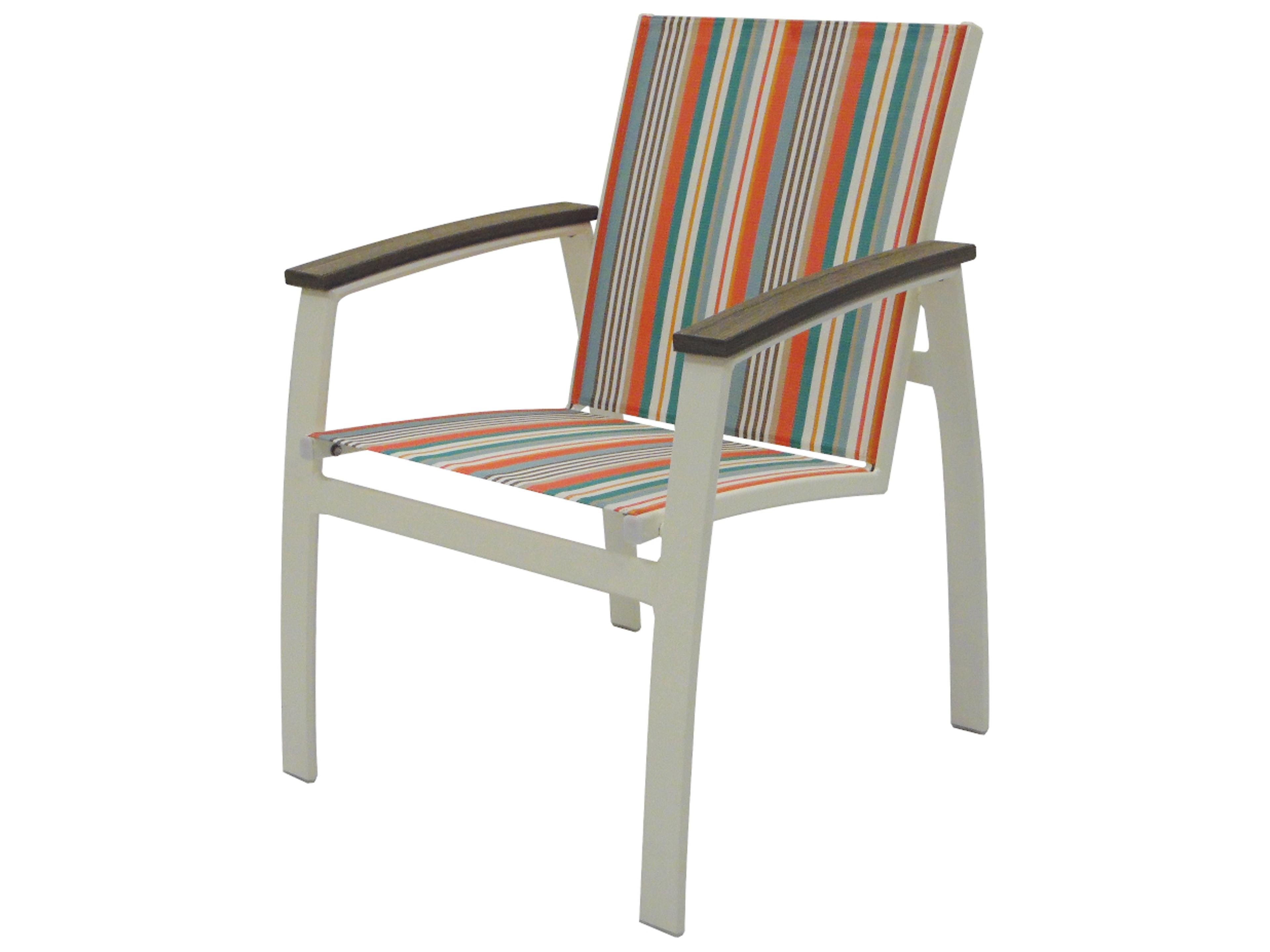 Vision Sling Aluminum Outdoor Dining Arm Chair with Polymer Arms