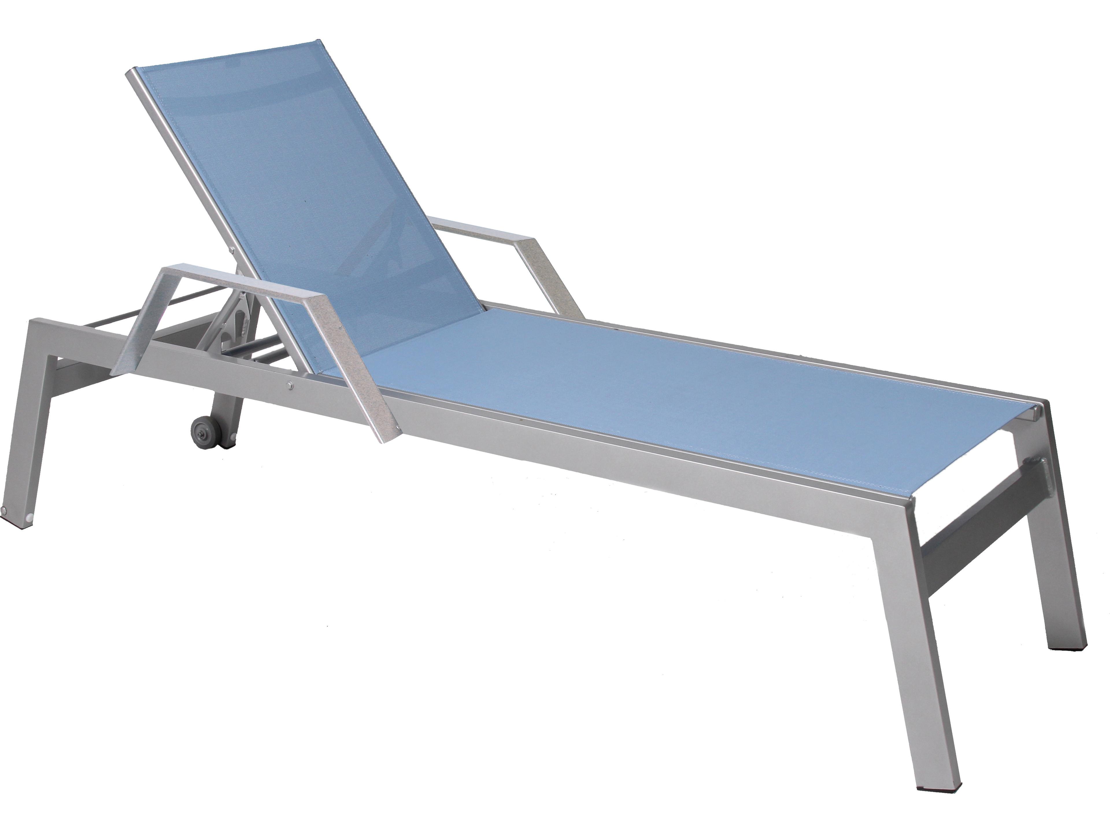 Vectra Rise Sling Aluminum Outdoor Chaise Lounge Arms with Wheels