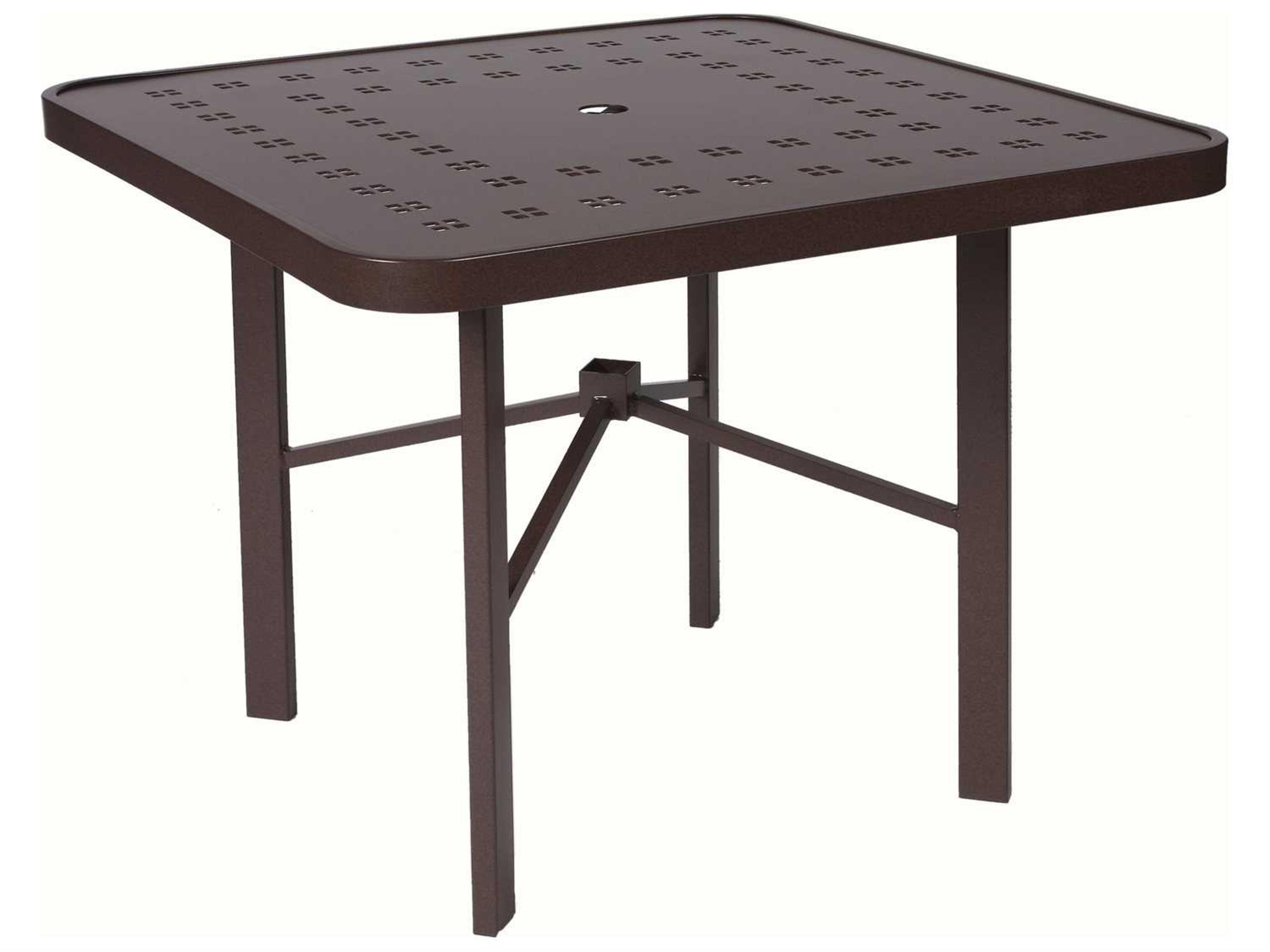 Vectra Aluminum Square Outdoor Dining Table with Umbrella Hole