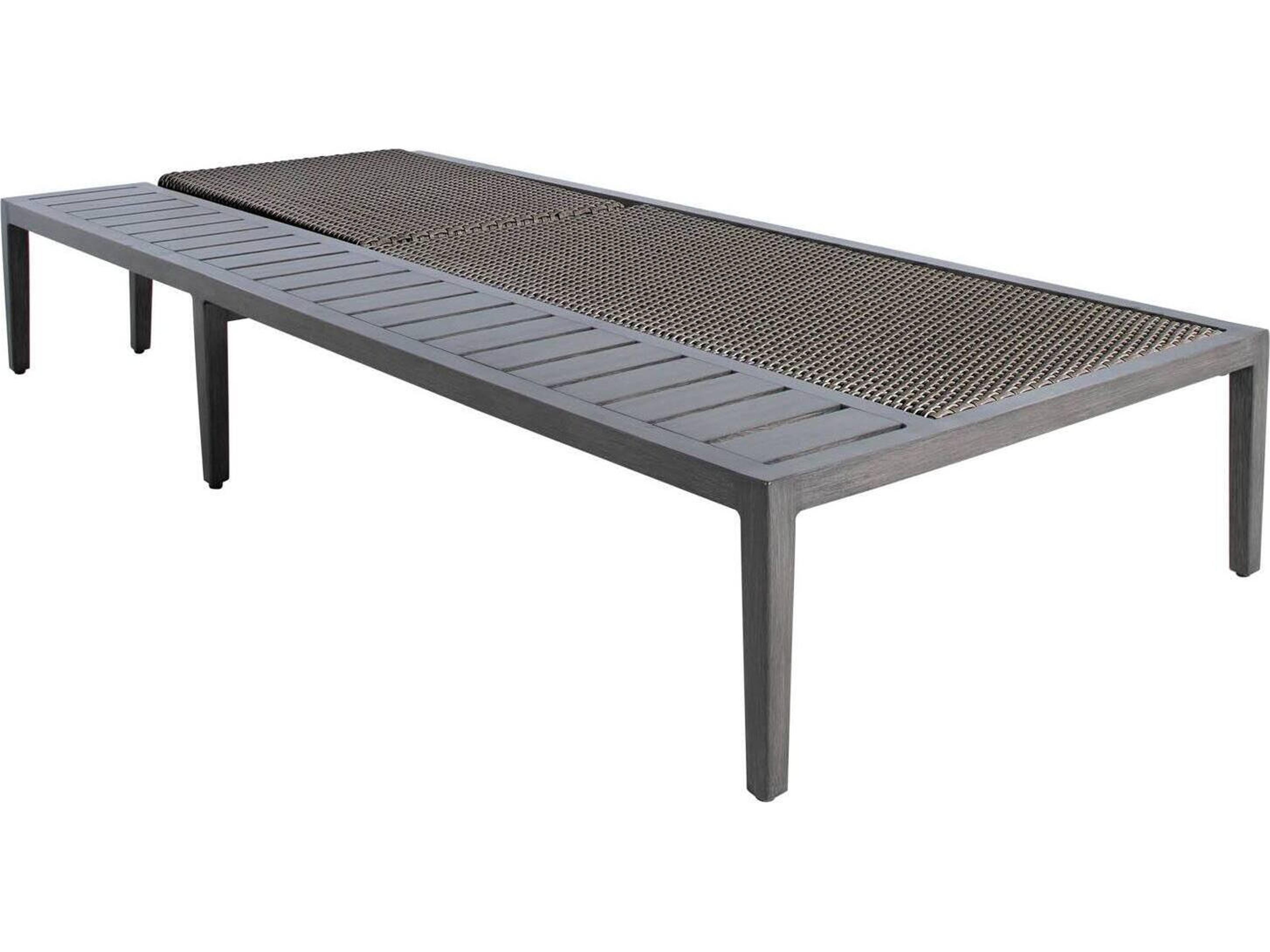 Summer Classics Harbor N-dur Resin Wicker Slate Grey Left Arm Outdoor Patio Chaise Lounge