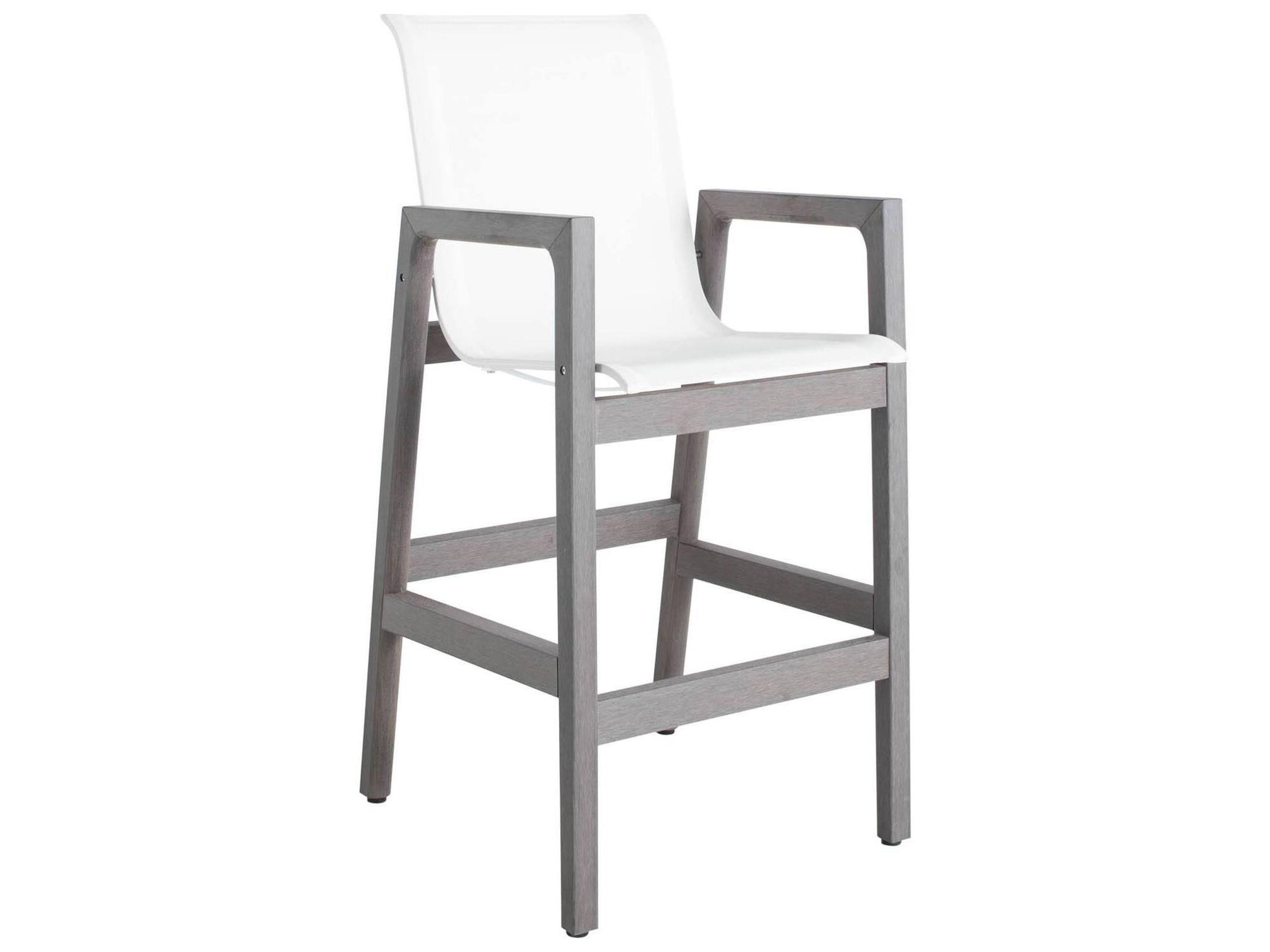 Seashore N-Dura Wood Outdoor Bar Stool with White Sling