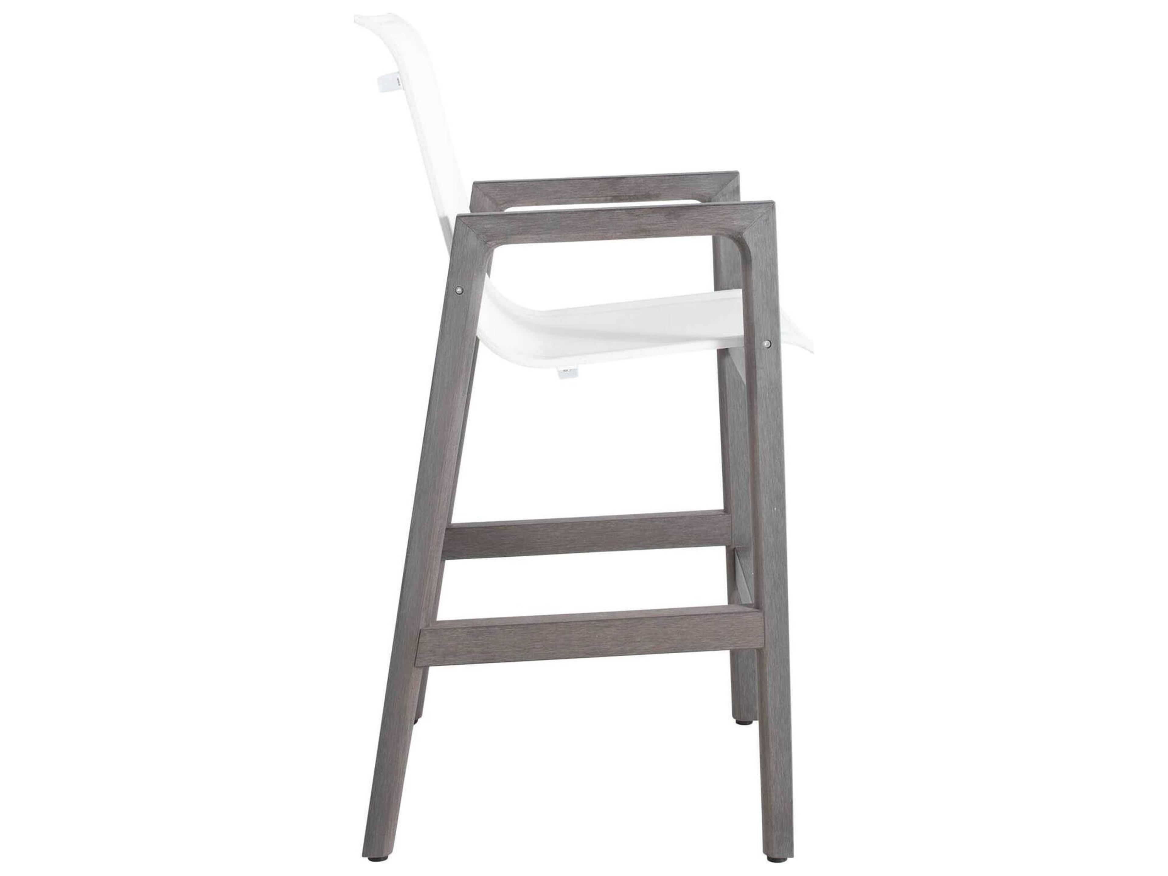 Summer Classics Seashore N-Dura Wood Outdoor Bar Stool with White Sling