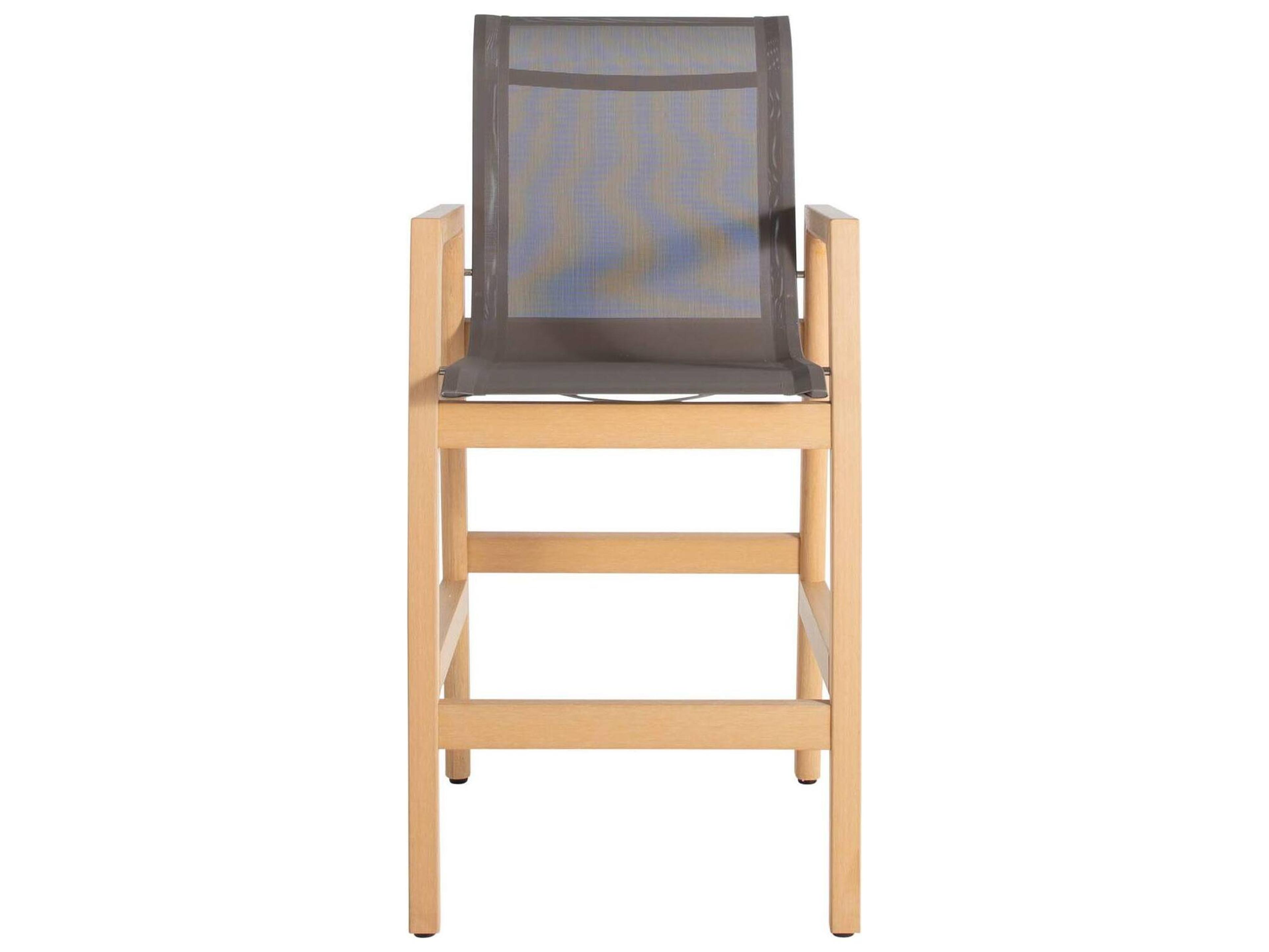 Summer Classics Seashore N-Dura Wood Outdoor Bar Stool with White Sling