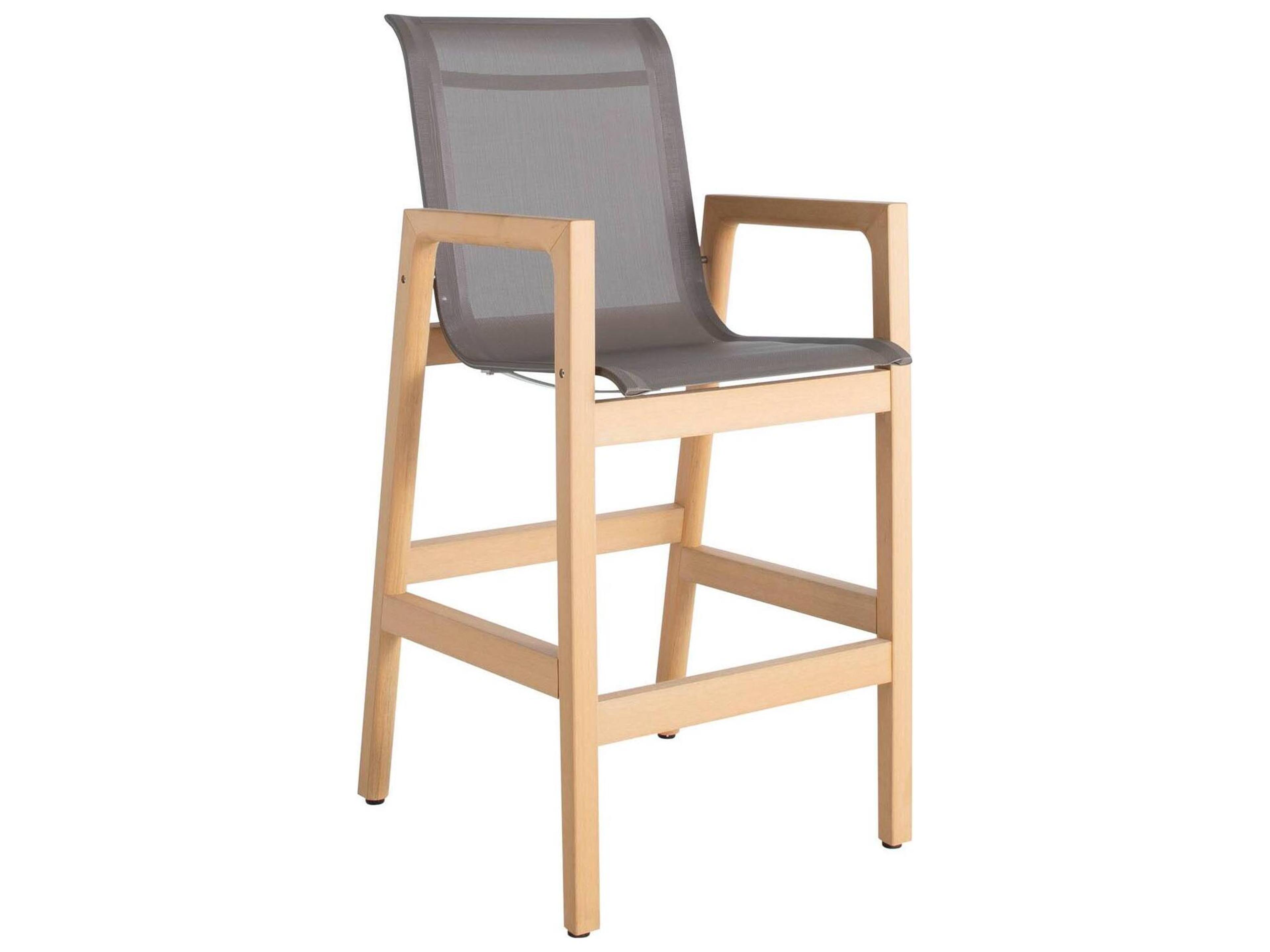 Summer Classics Seashore N-Dura Wood Outdoor Bar Stool with White Sling