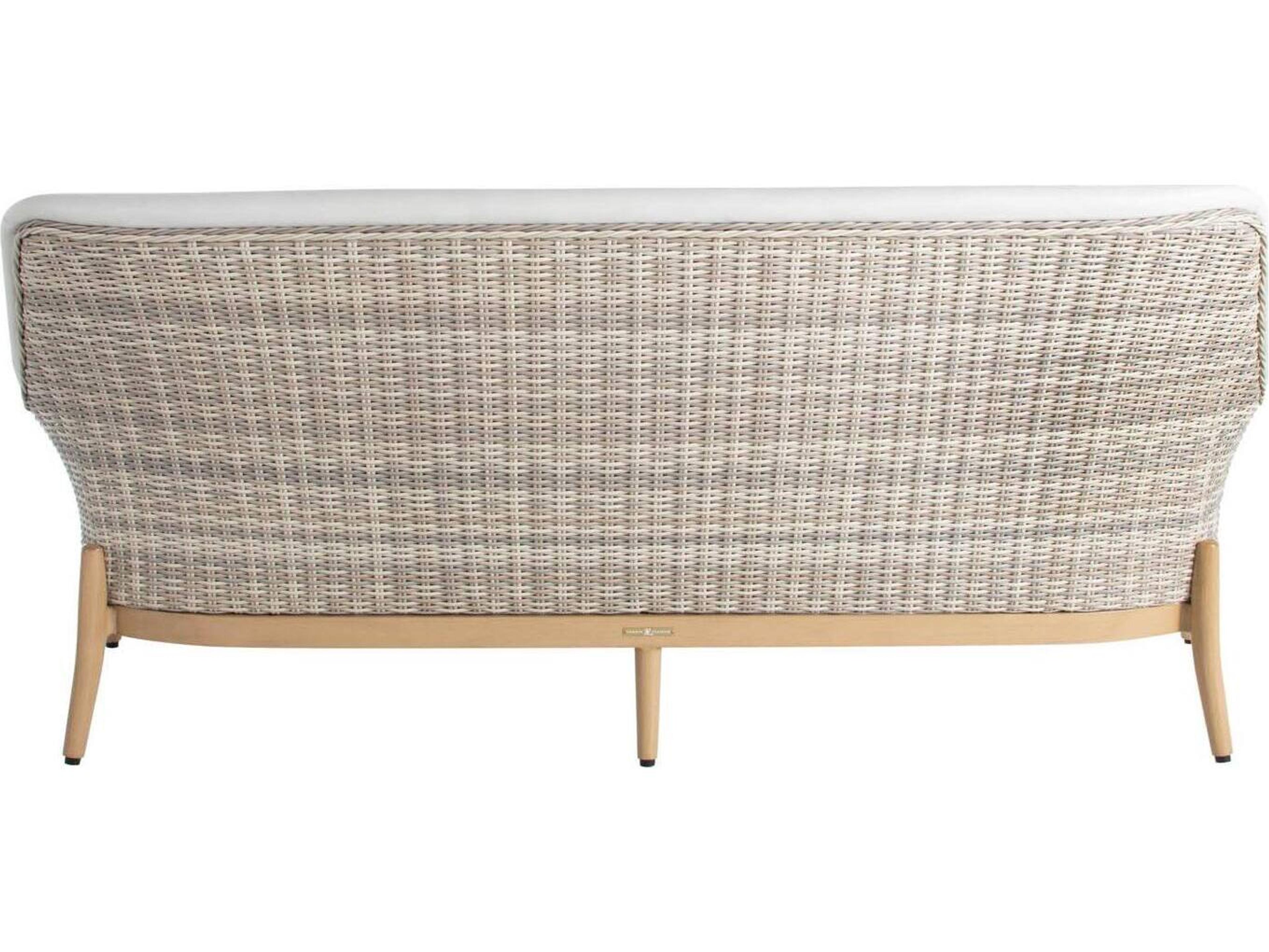 Summer Classics Palma N-Dura Resin Wicker Natural Outdoor Patio Sofa with Vinyl