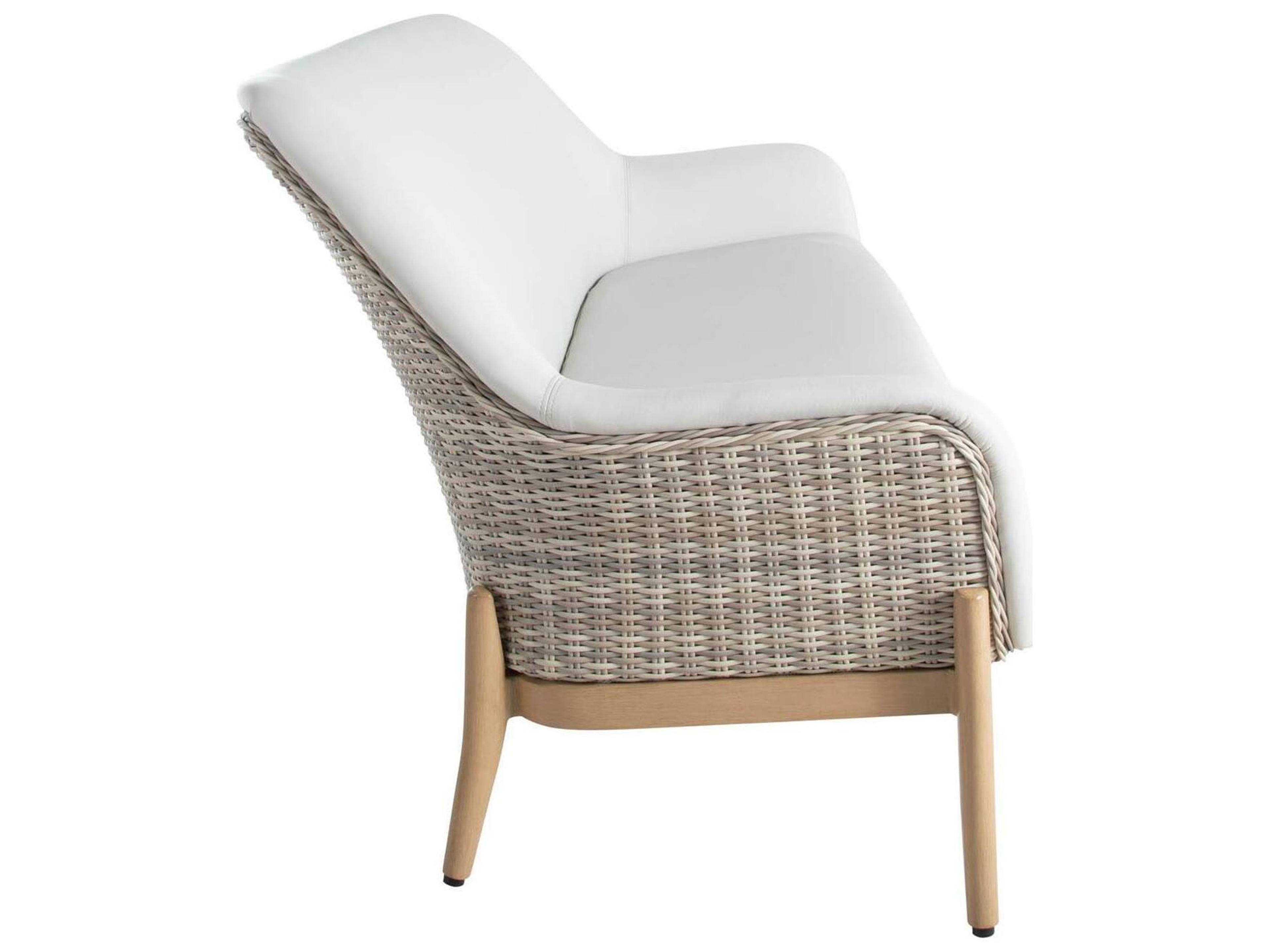 Summer Classics Palma N-Dura Resin Wicker Natural Outdoor Patio Sofa with Vinyl