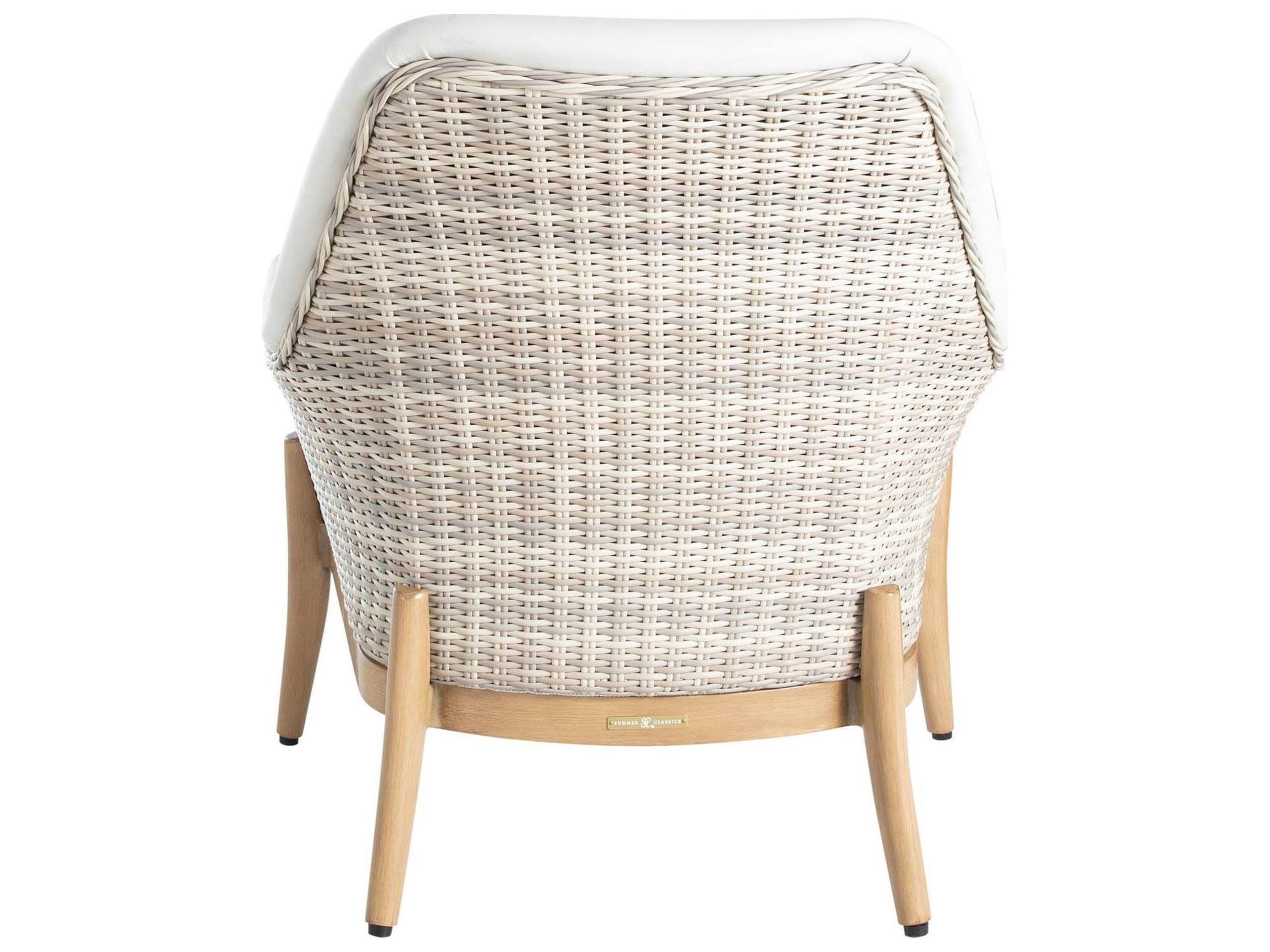 Summer Classics Palma N-Dura Resin Wicker Natural Outdoor Patio Lounge Chair with Vinyl