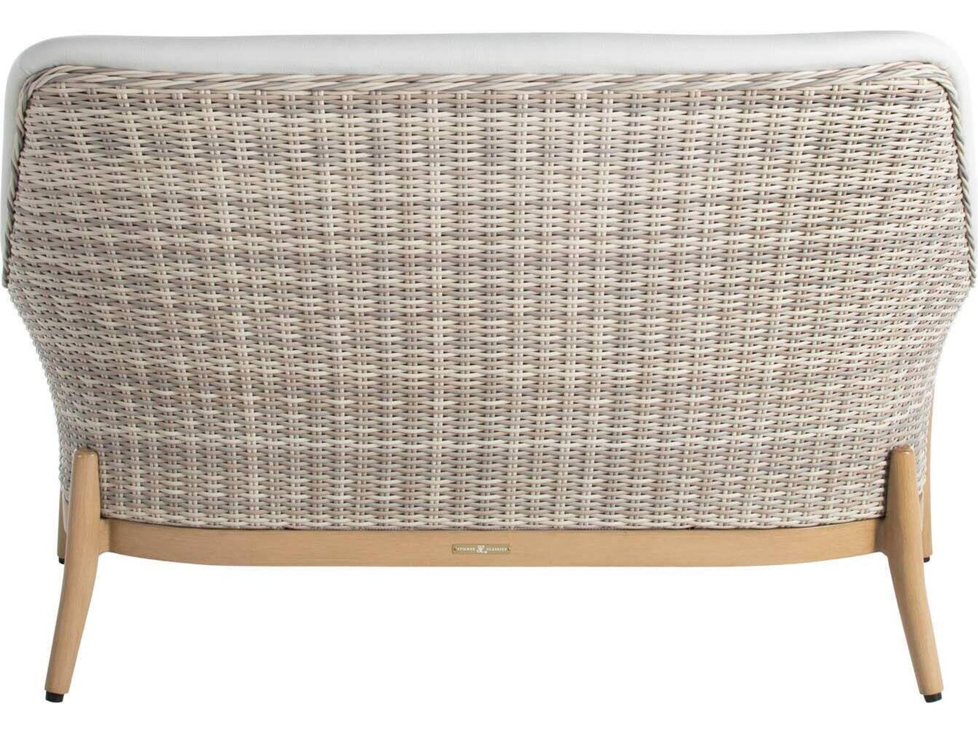 Summer Classics Palma N-Dura Resin Wicker Natural Outdoor Patio Loveseat with Vinyl