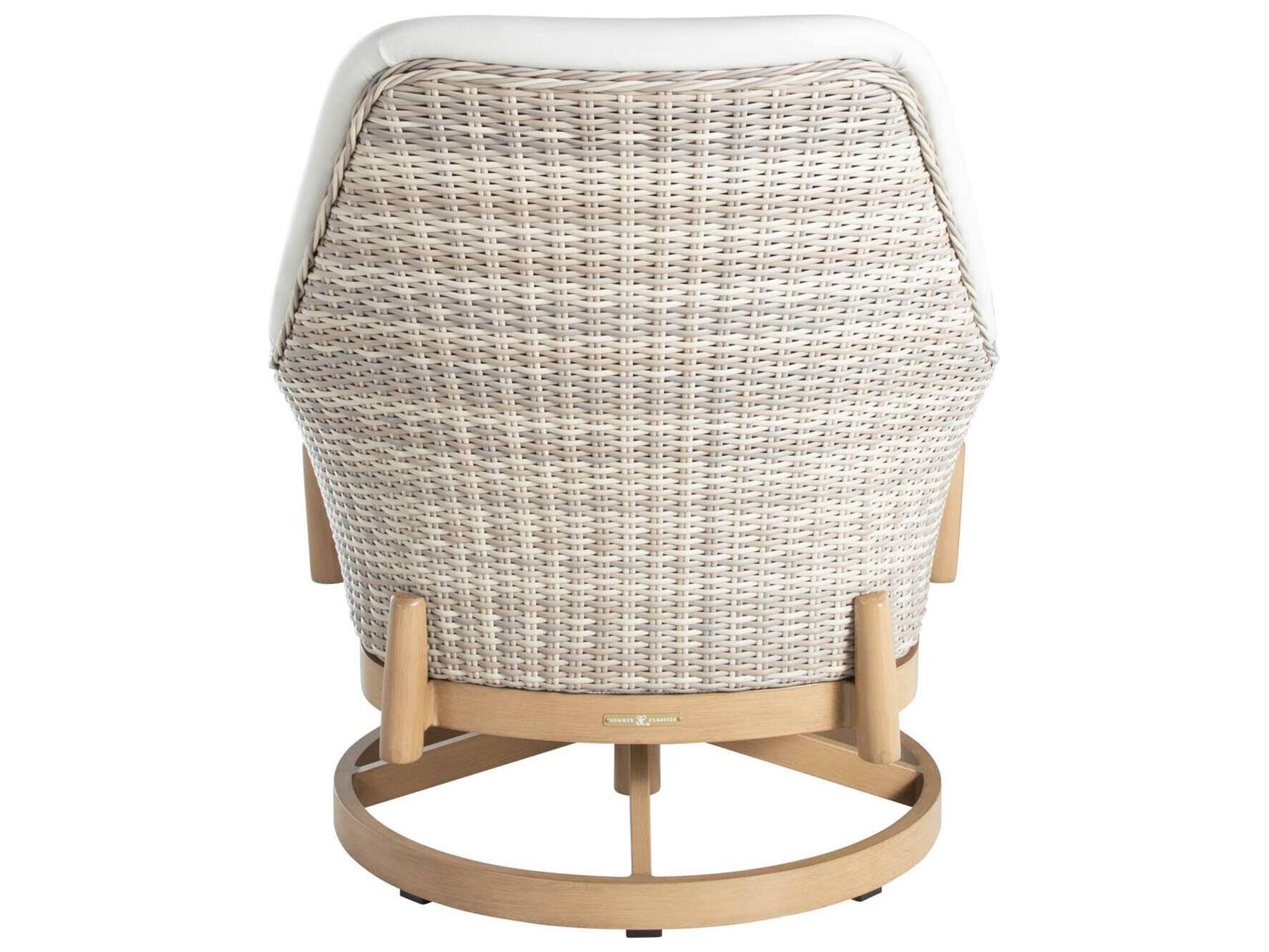 Summer Classics Palma N-Dura Resin Wicker Natural Swivel Patio Lounge Chair with Vinyl