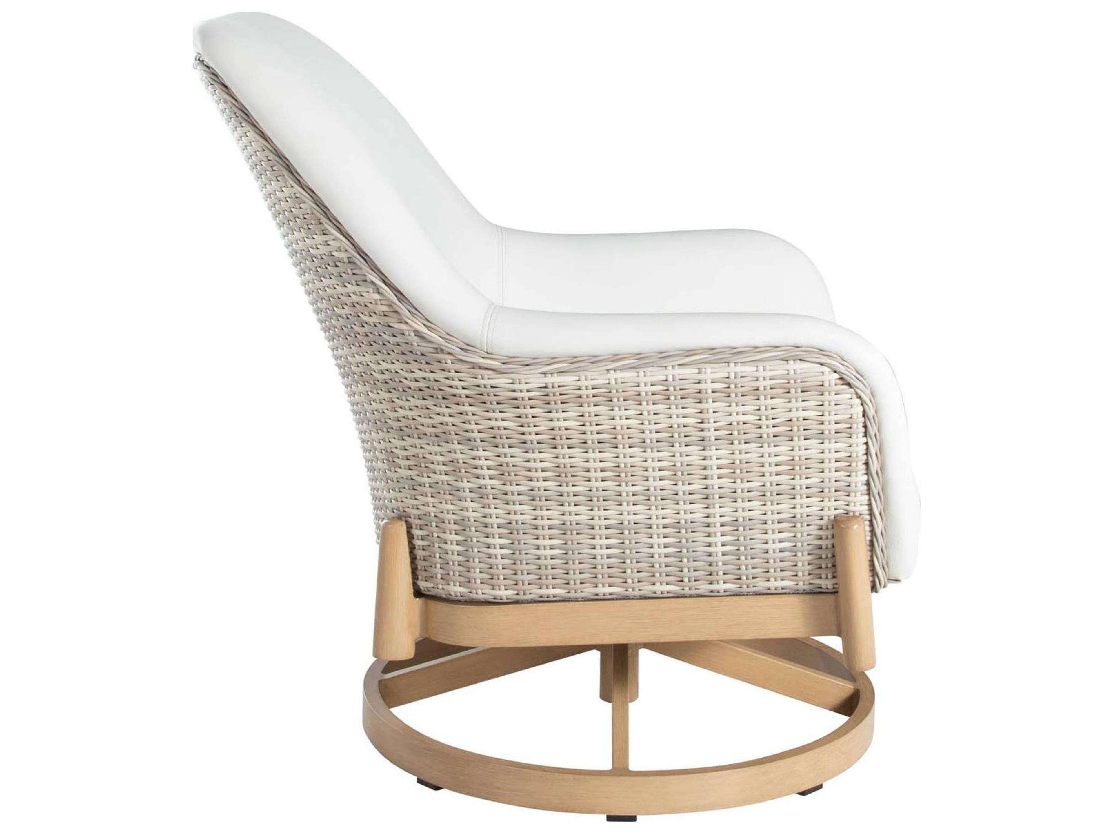 Summer Classics Palma N-Dura Resin Wicker Natural Swivel Patio Lounge Chair with Vinyl