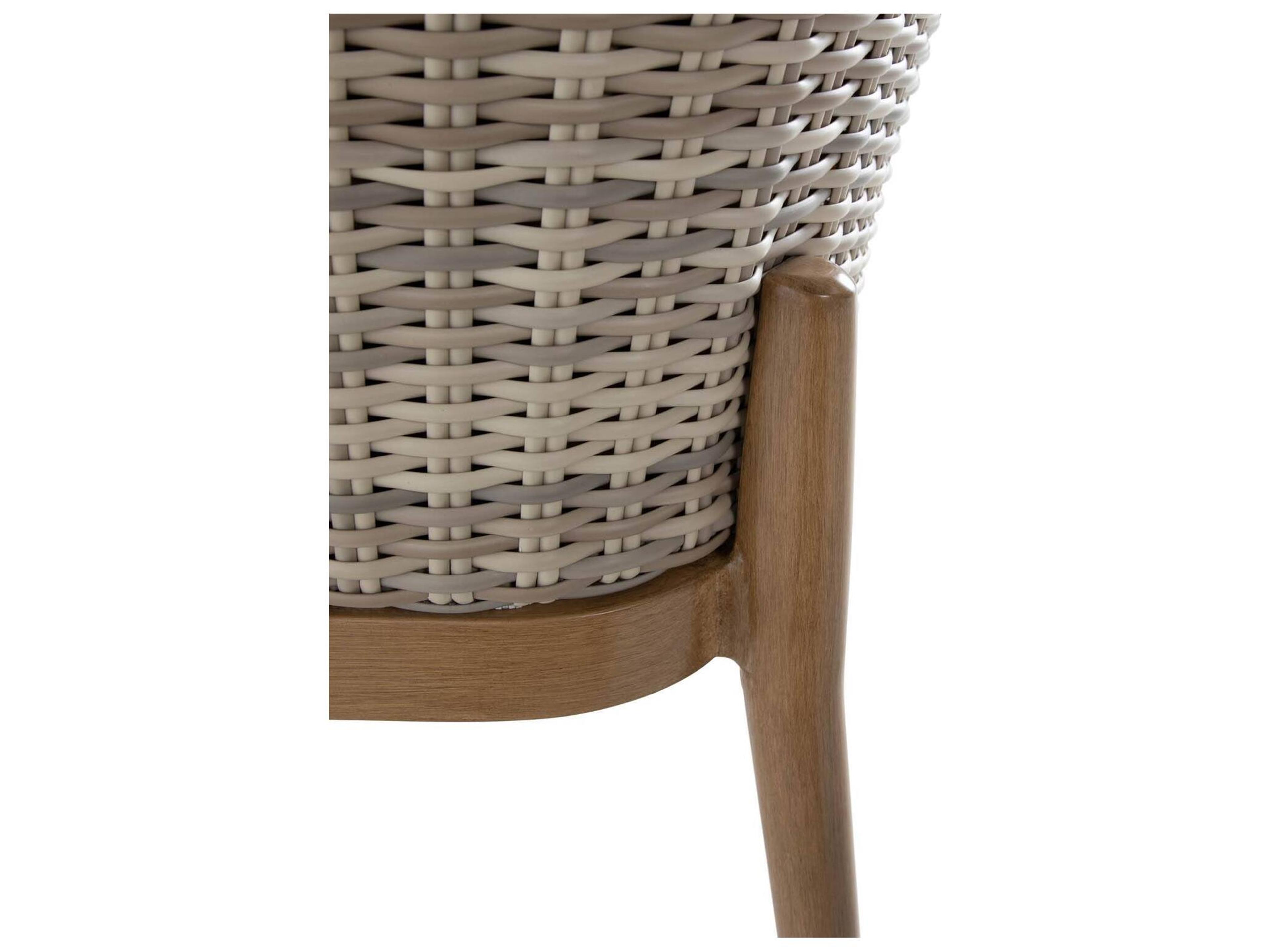 Summer Classics Palma N-Dura Resin Wicker Natural Outdoor Patio Dining Arm Chair with Vinyl