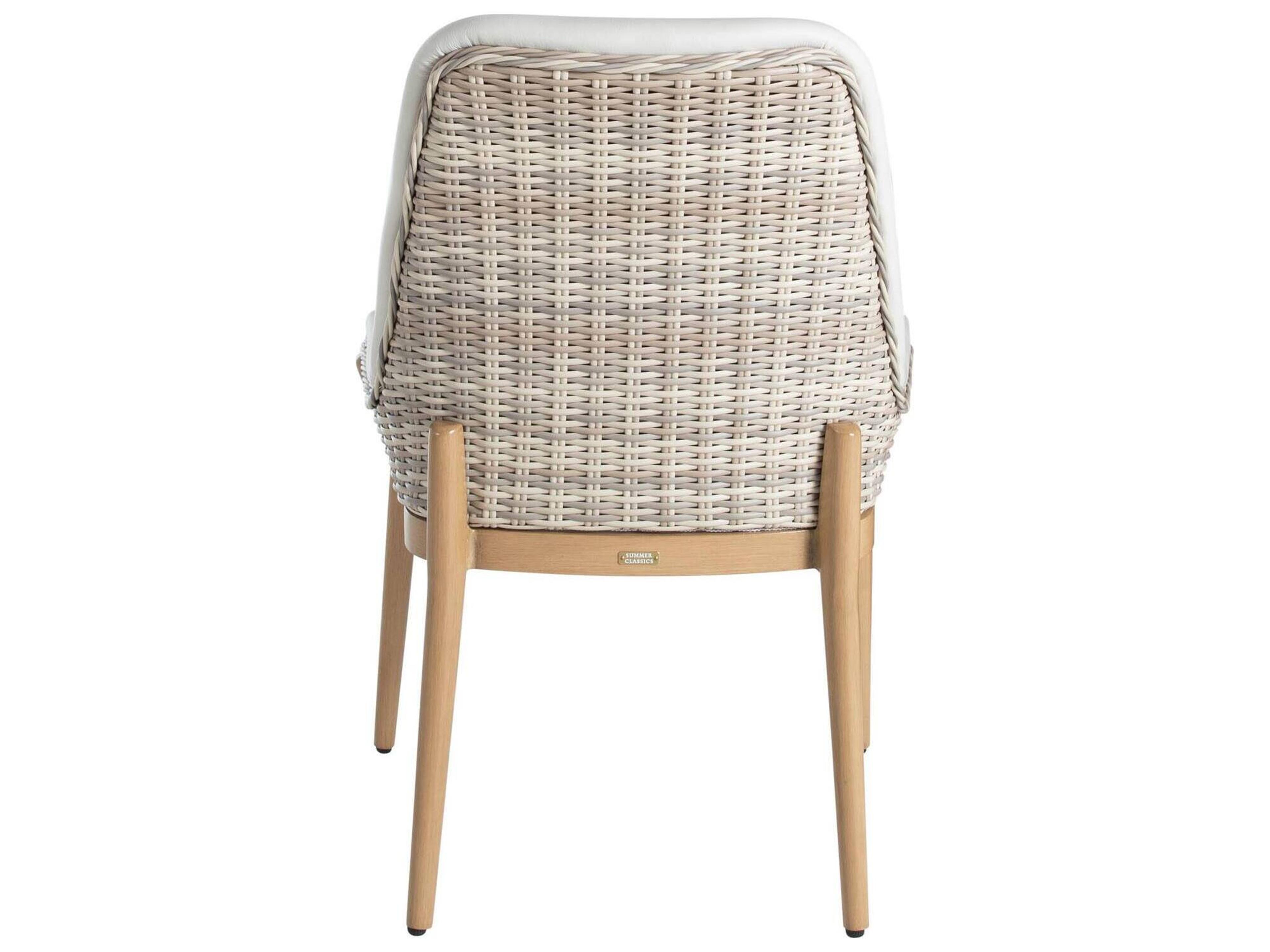 Summer Classics Palma N-Dura Resin Wicker Natural Outdoor Patio Dining Side Chair with Vinyl