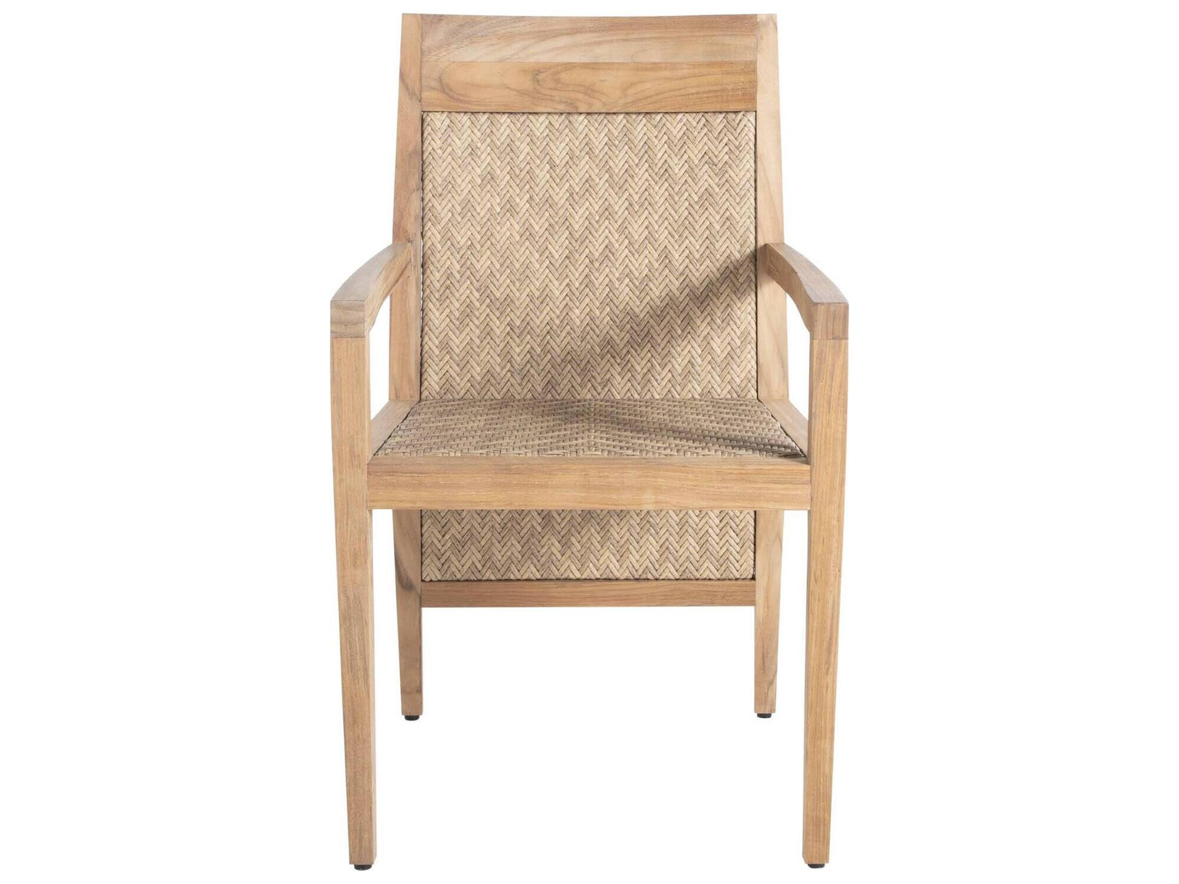 Summer Classics Savannah Teak Natural Extended Back Patio Dining Arm Chair