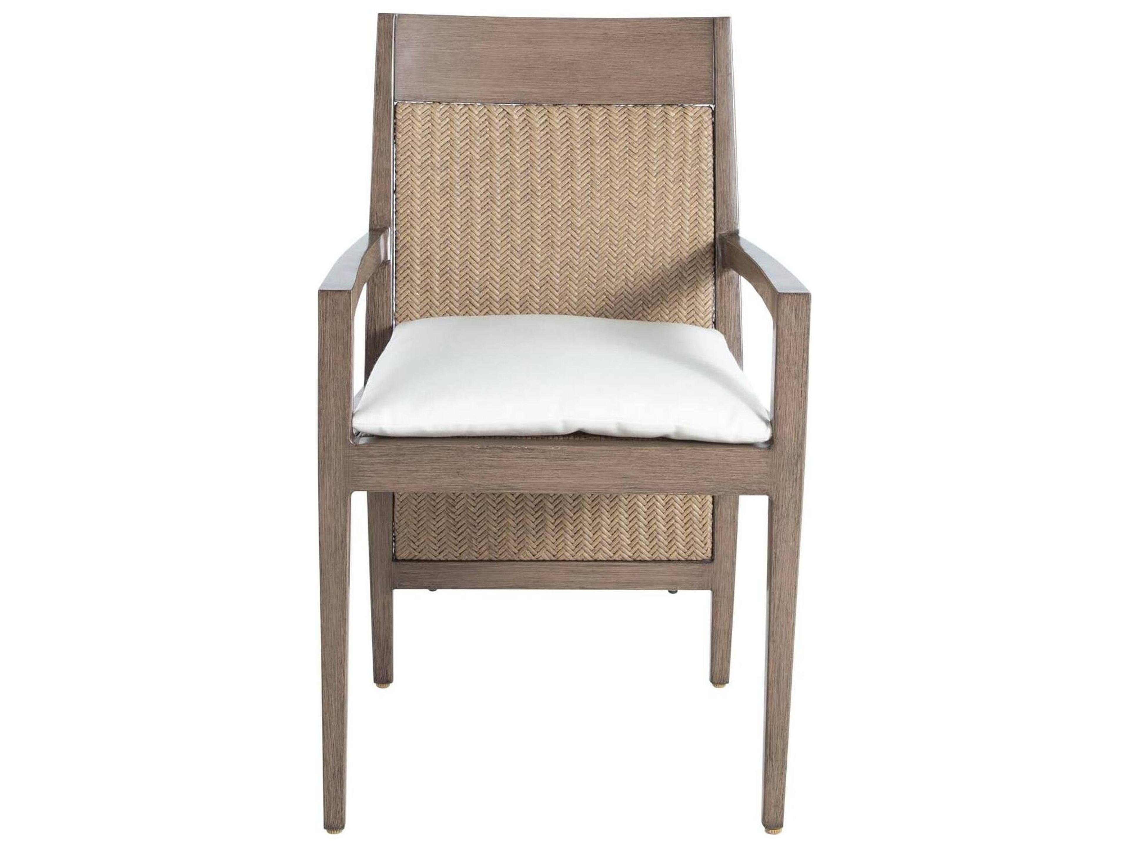 Summer Classics Savannah Aluminum N-Dura Resin Wicker Oak/Raffia Extended Back Outdoor Dining Arm Chair