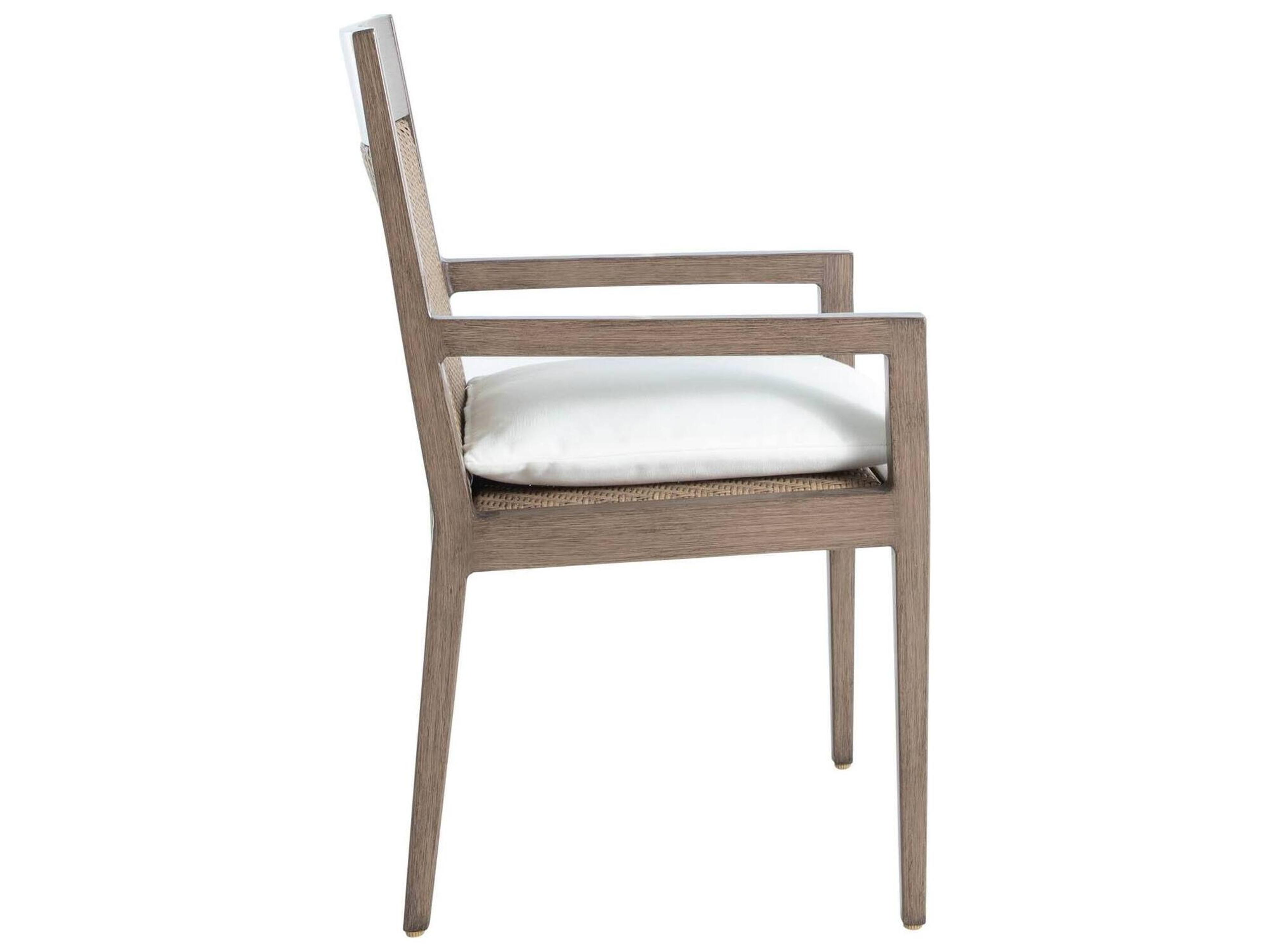 Summer Classics Savannah Aluminum N-Dura Resin Wicker Oak/Raffia Extended Back Outdoor Dining Arm Chair