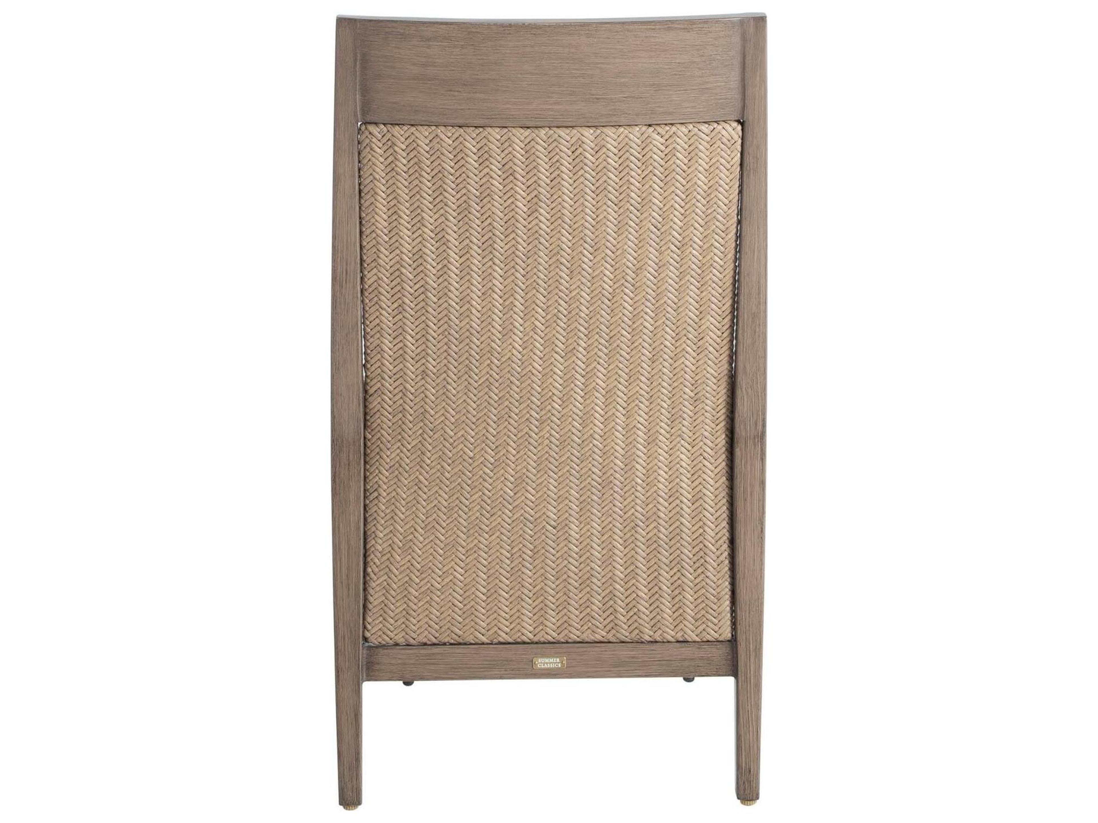 Summer Classics Savannah Aluminum N-Dura Resin Wicker Oak/Raffia Extended Back Outdoor Dining Arm Chair