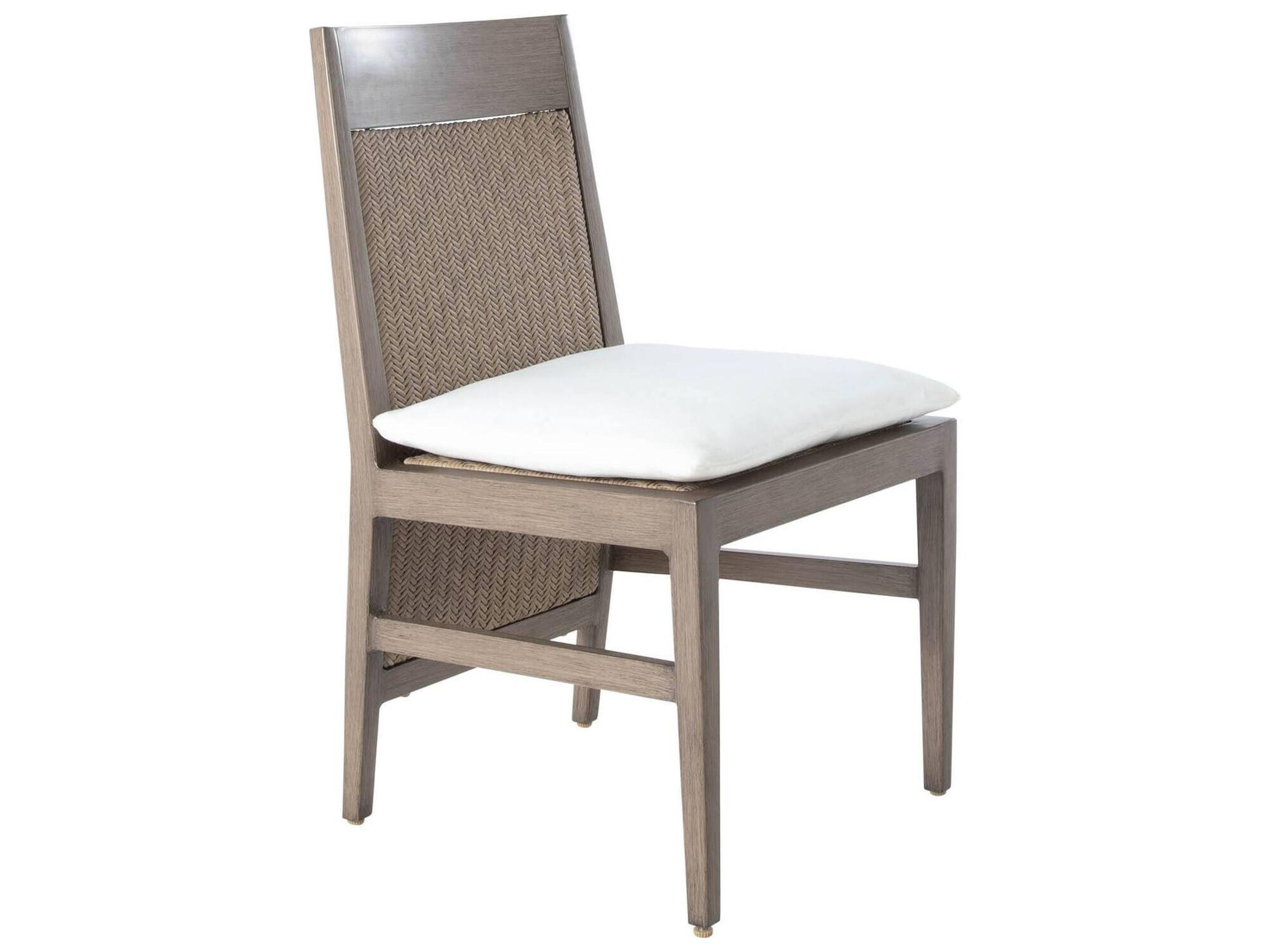 Savannah Aluminum N-Dura Resin Wicker Oak/Raffia Extended Back Outdoor Dining Side Chair