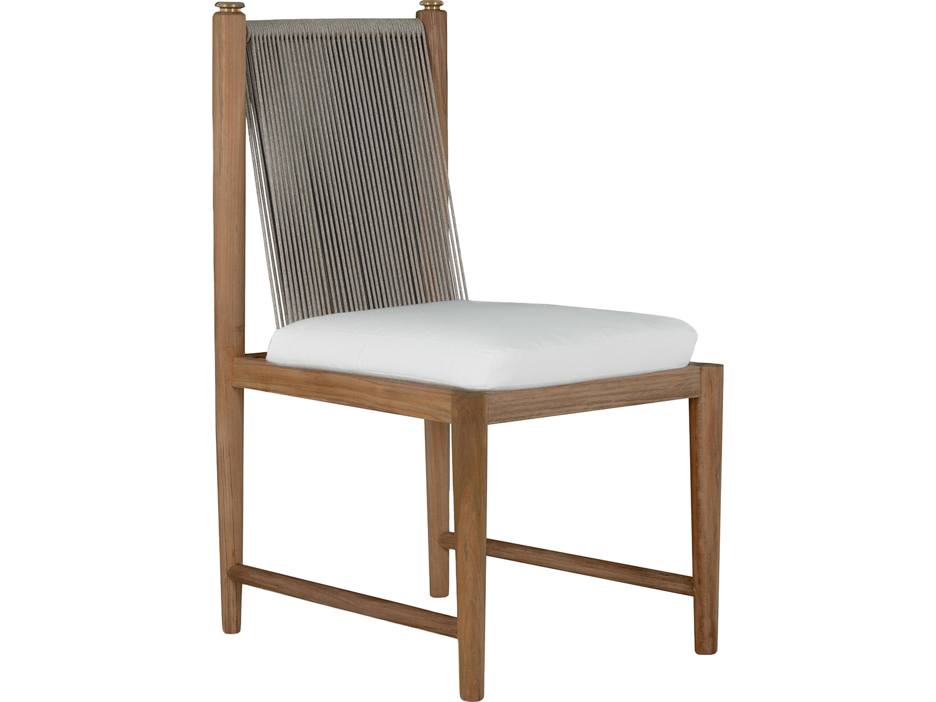 Pacifica Dining Side Chair in Natural Teak/Rope/Brass