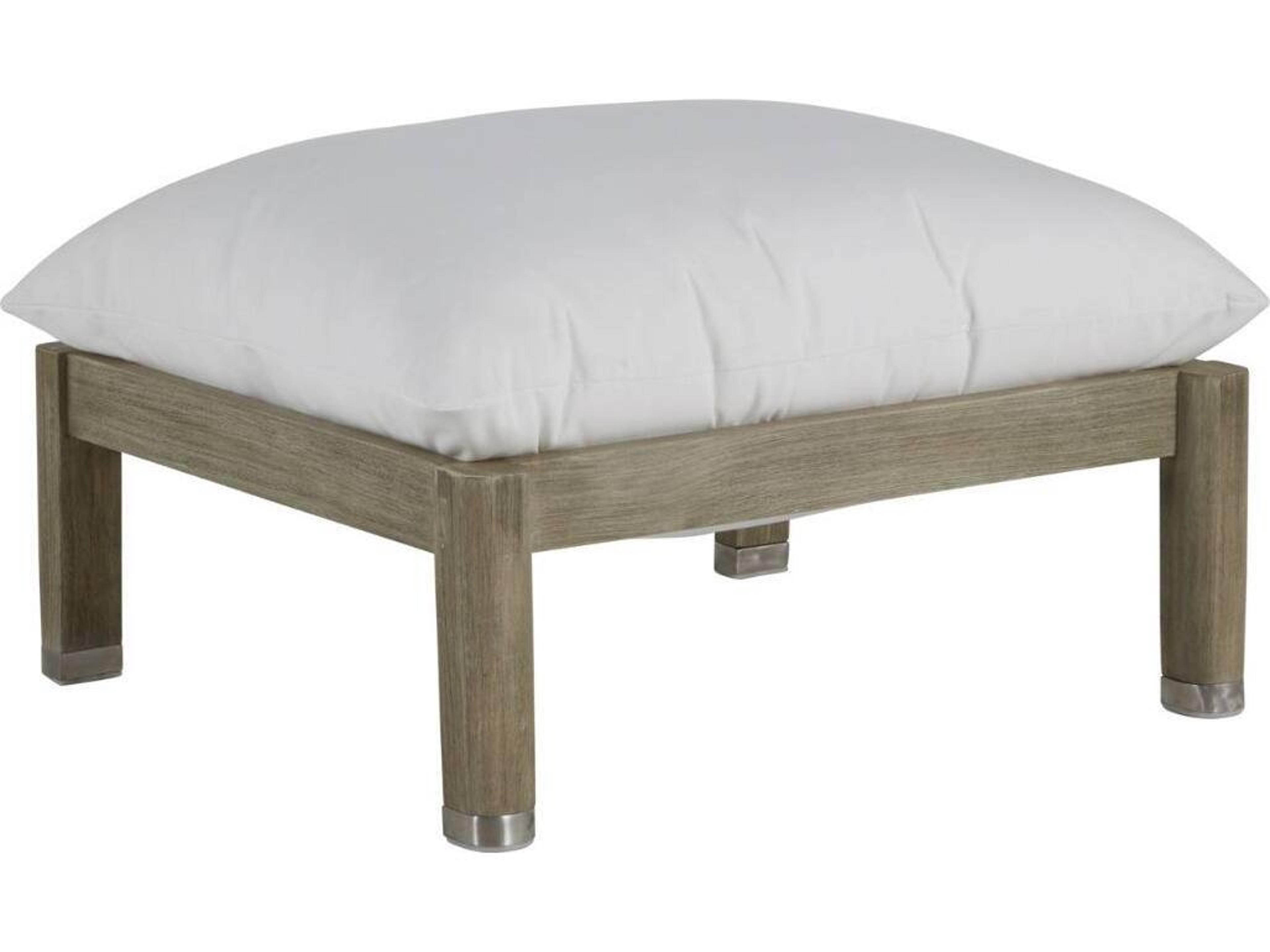 Monterey Teak Oyster Outdoor Patio Ottoman with Cushion