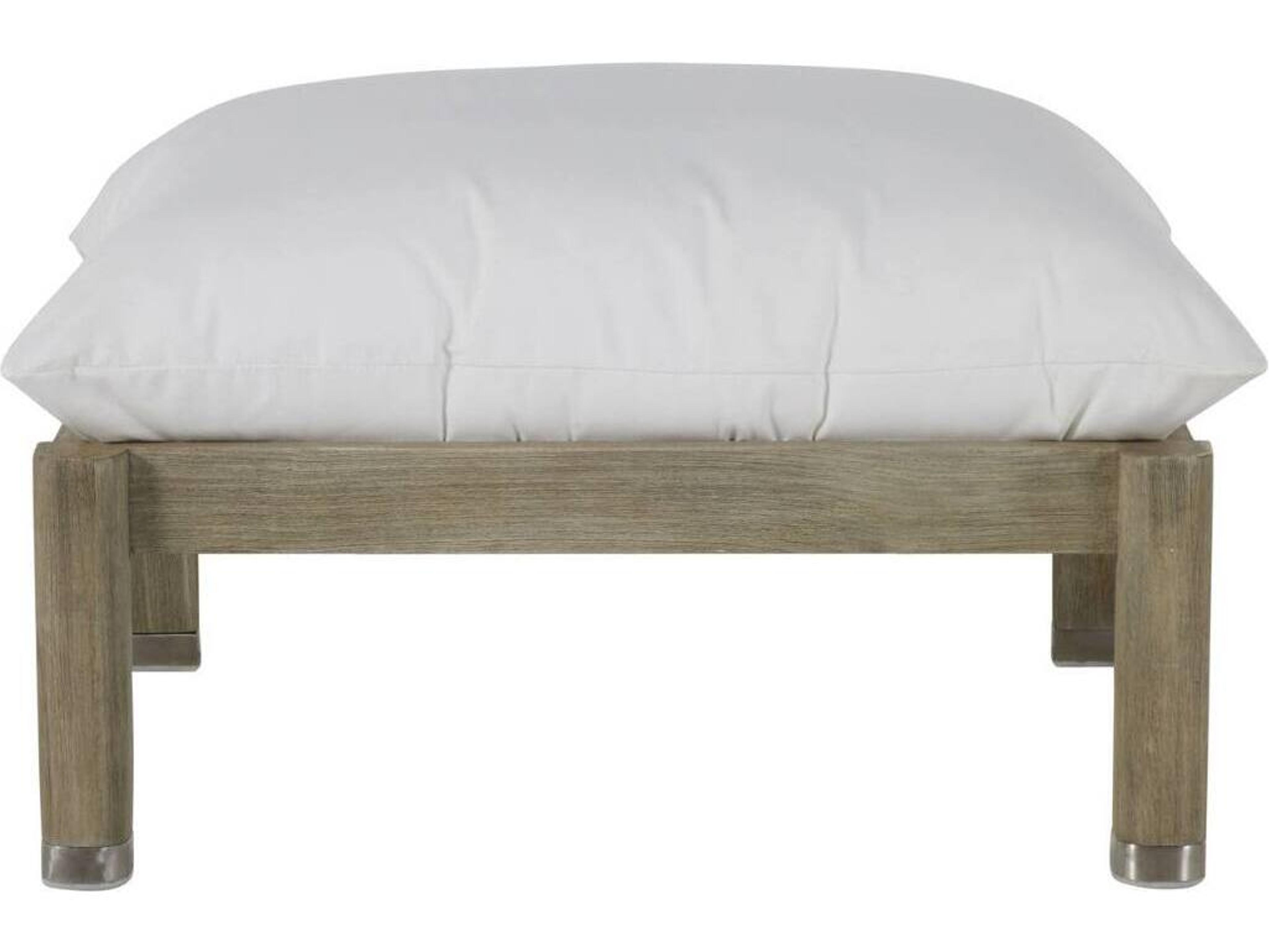 Summer Classics Monterey Teak Oyster Outdoor Patio Ottoman with Cushion