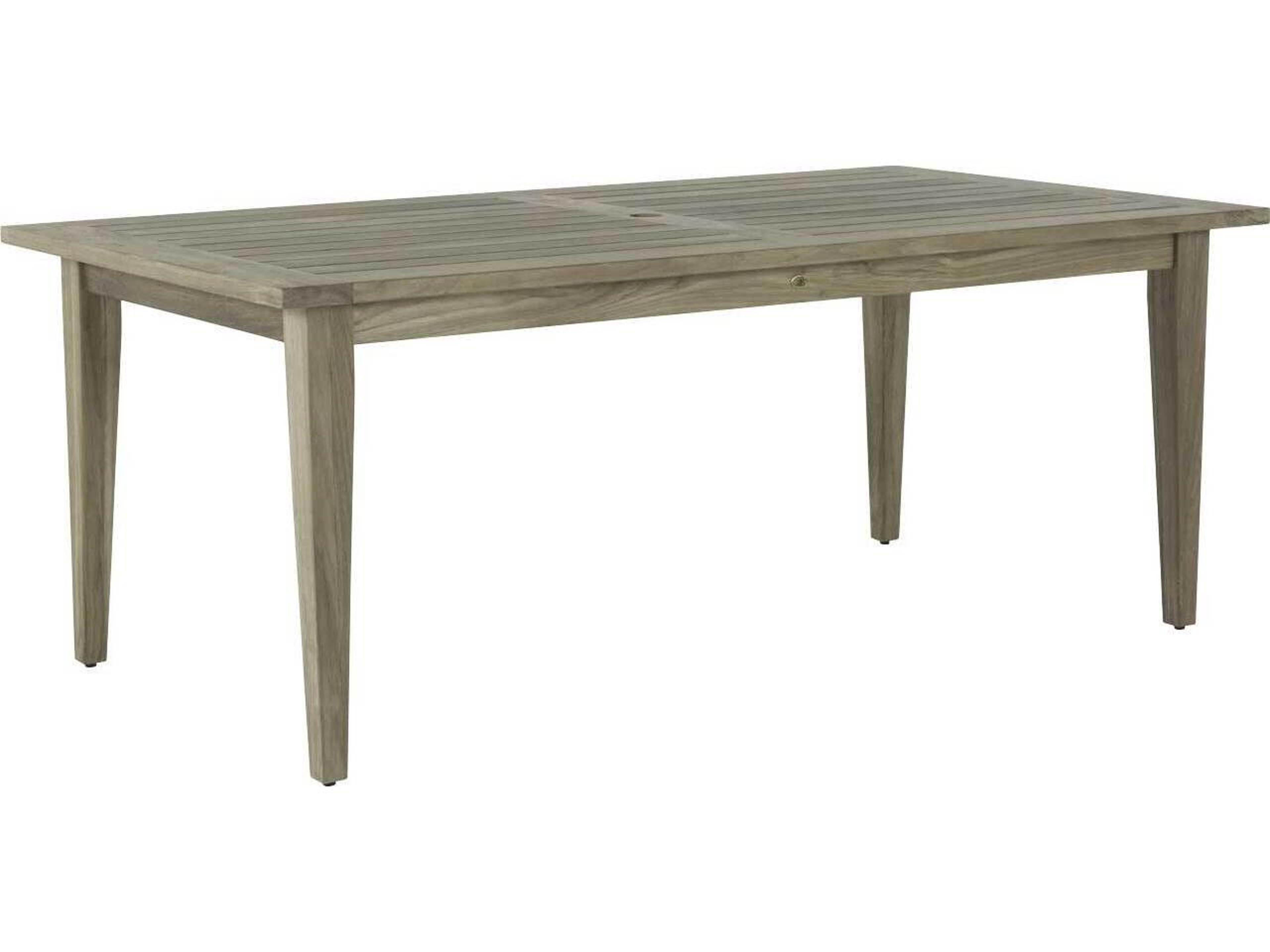 Club Teak Rectangular Farm Table with Umbrella Hole