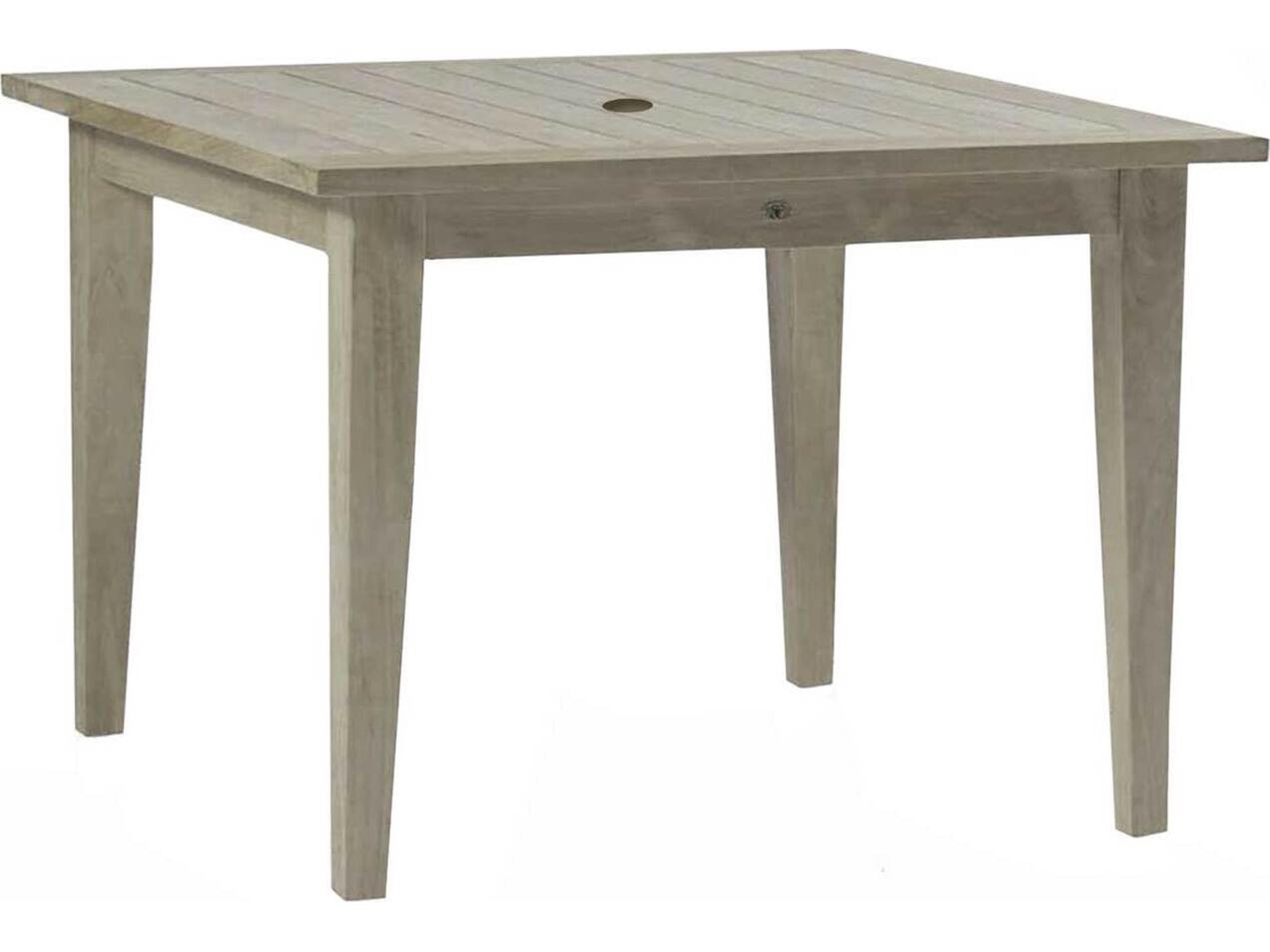 Club Teak Square Farm Table with Umbrella Hole