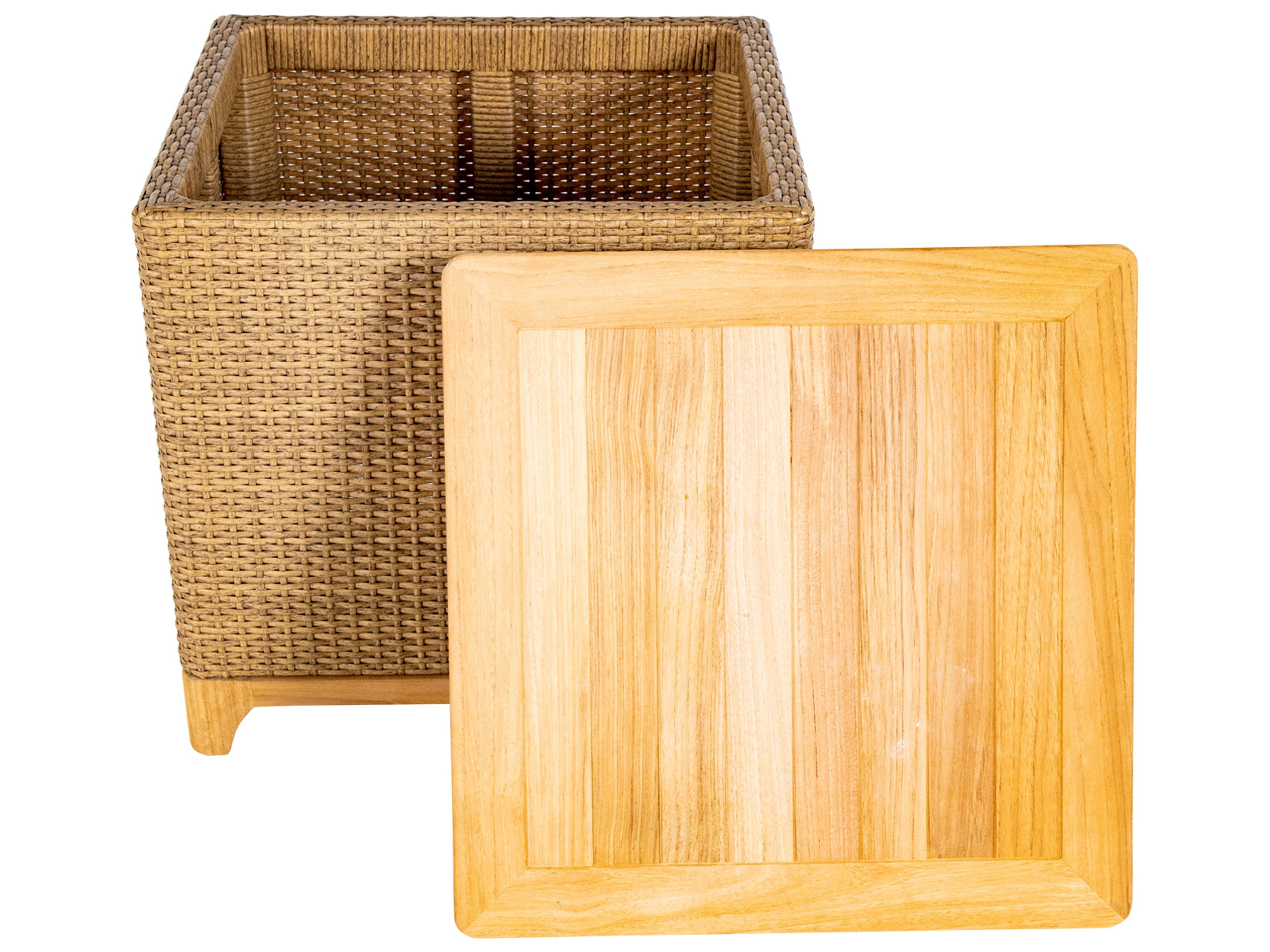 Summer Classics Chesapeake Wicker Teak Storage Patio End Table