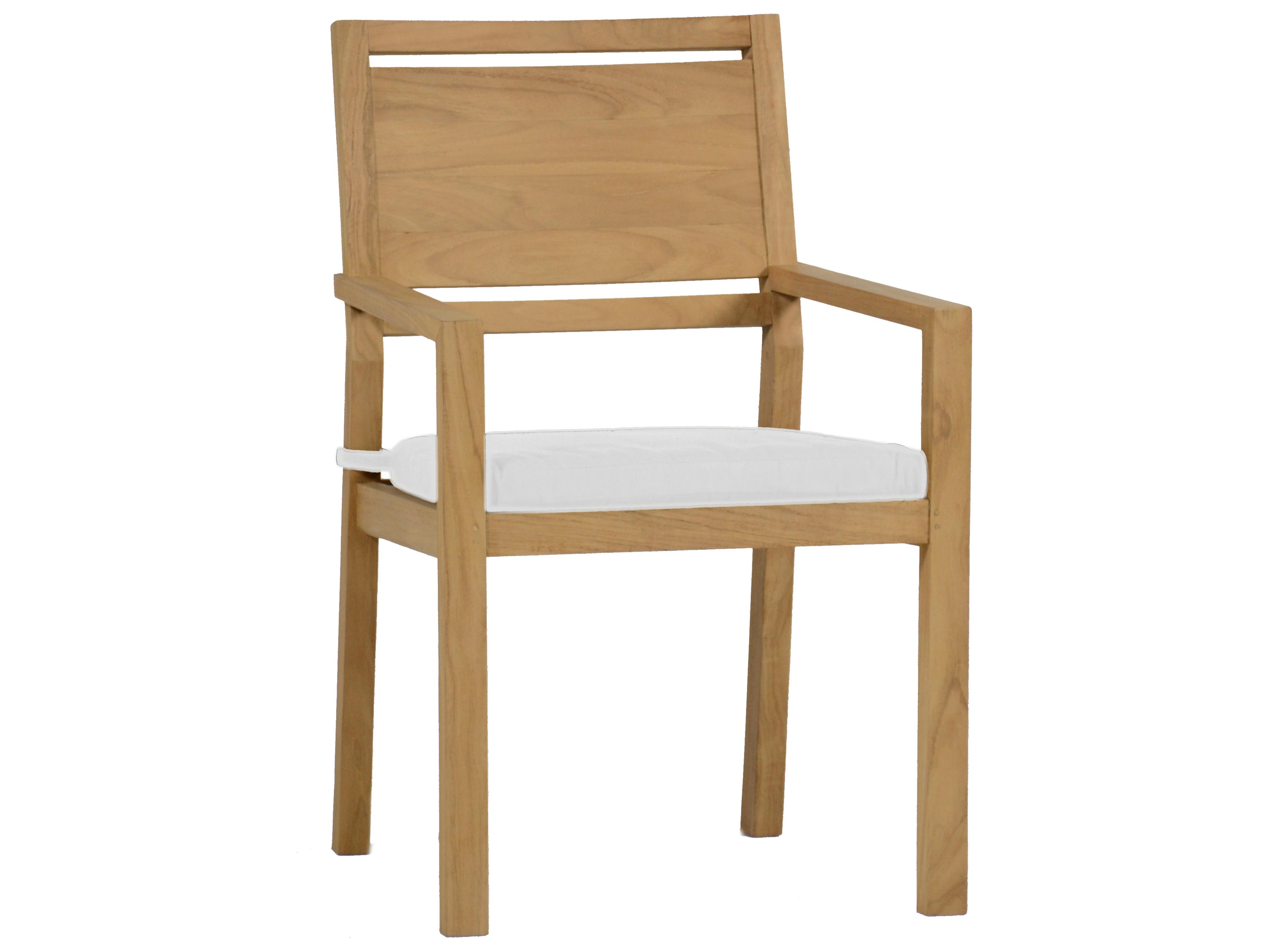 Avondale Teak Outdoor Patio Dining Arm Chair with Cushion