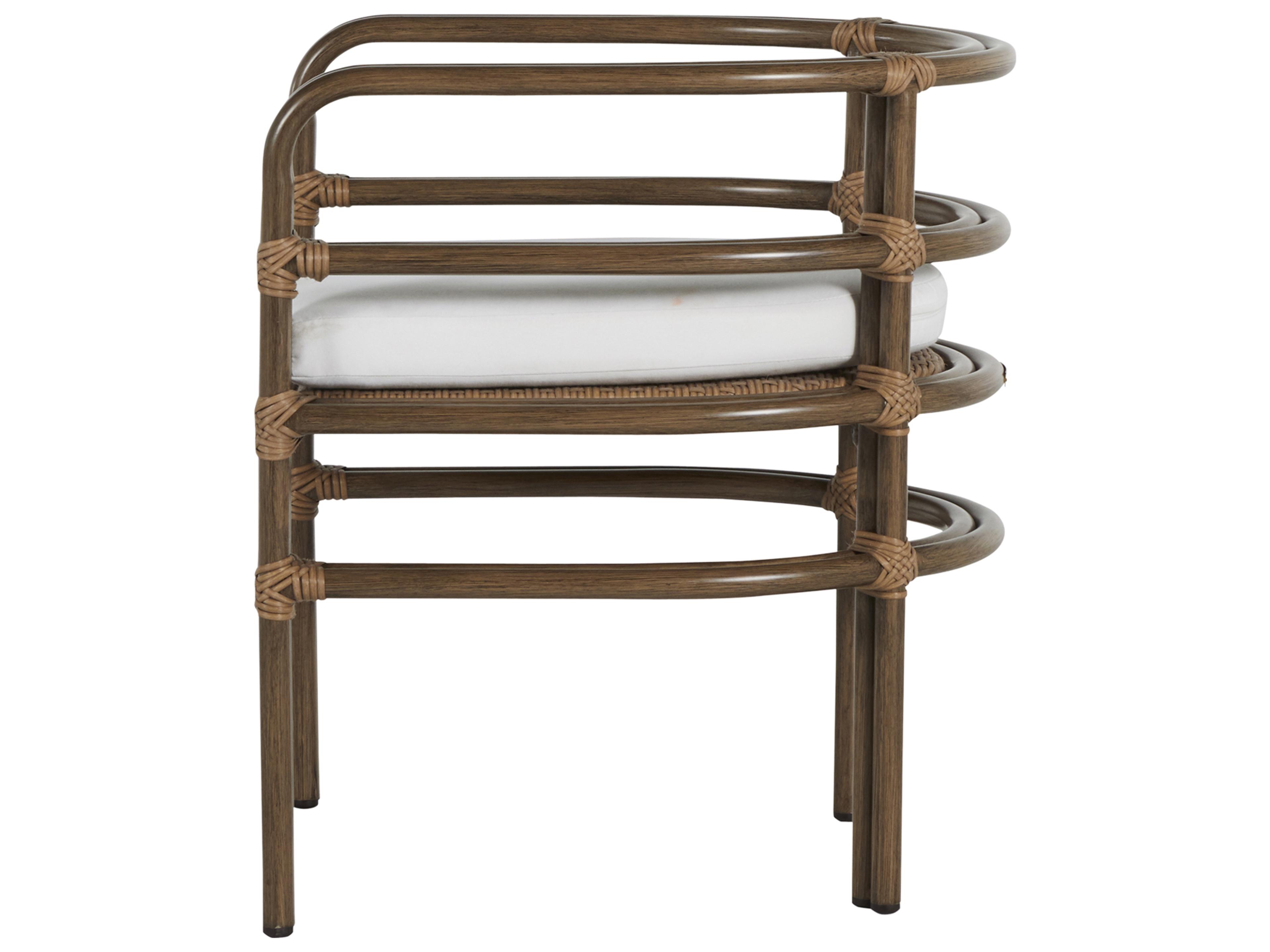 Summer Classics Malibu Aluminum Burlap Oak Outdoor Patio Dining Arm Chair