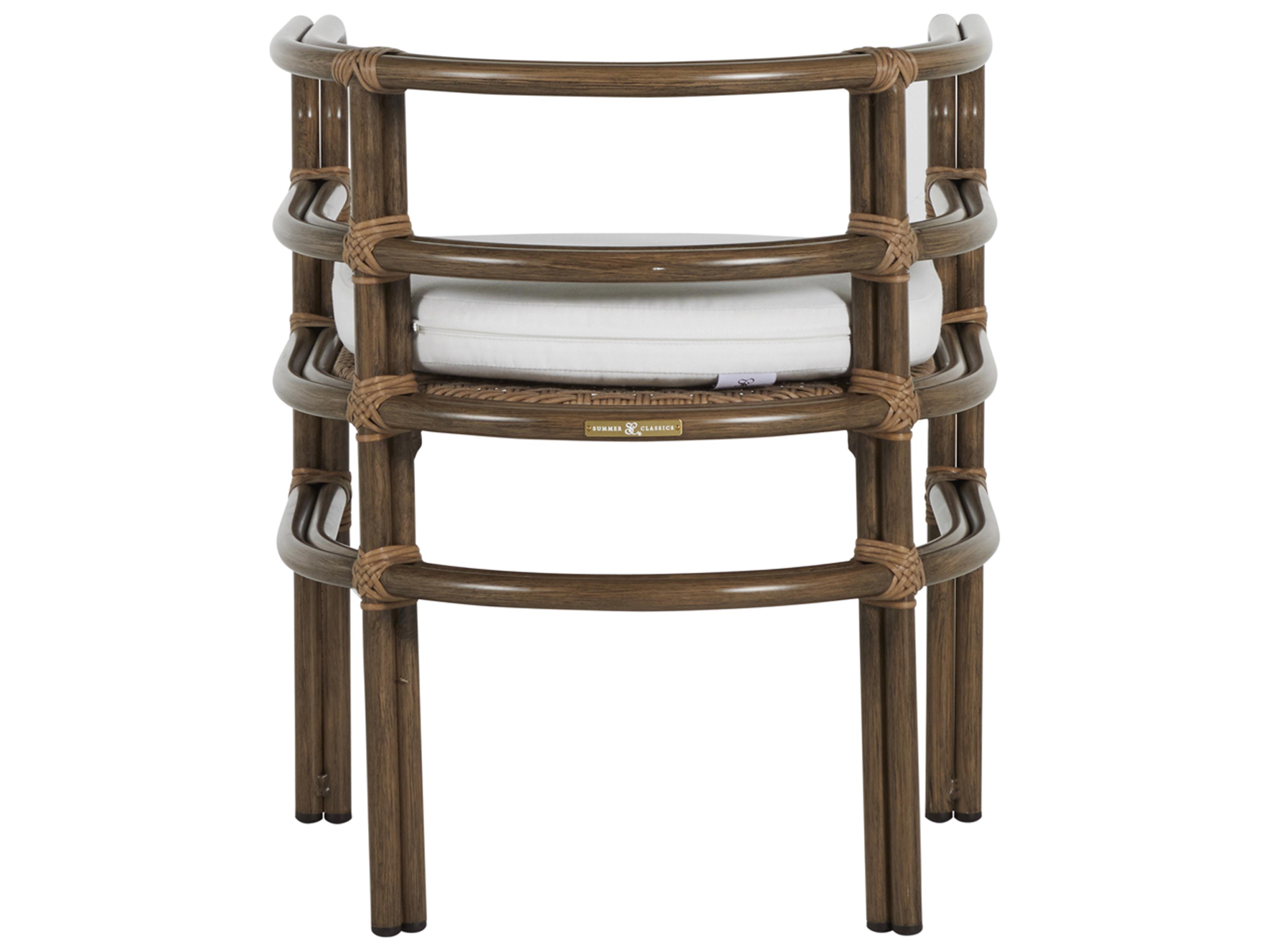 Summer Classics Malibu Aluminum Burlap Oak Outdoor Patio Dining Arm Chair