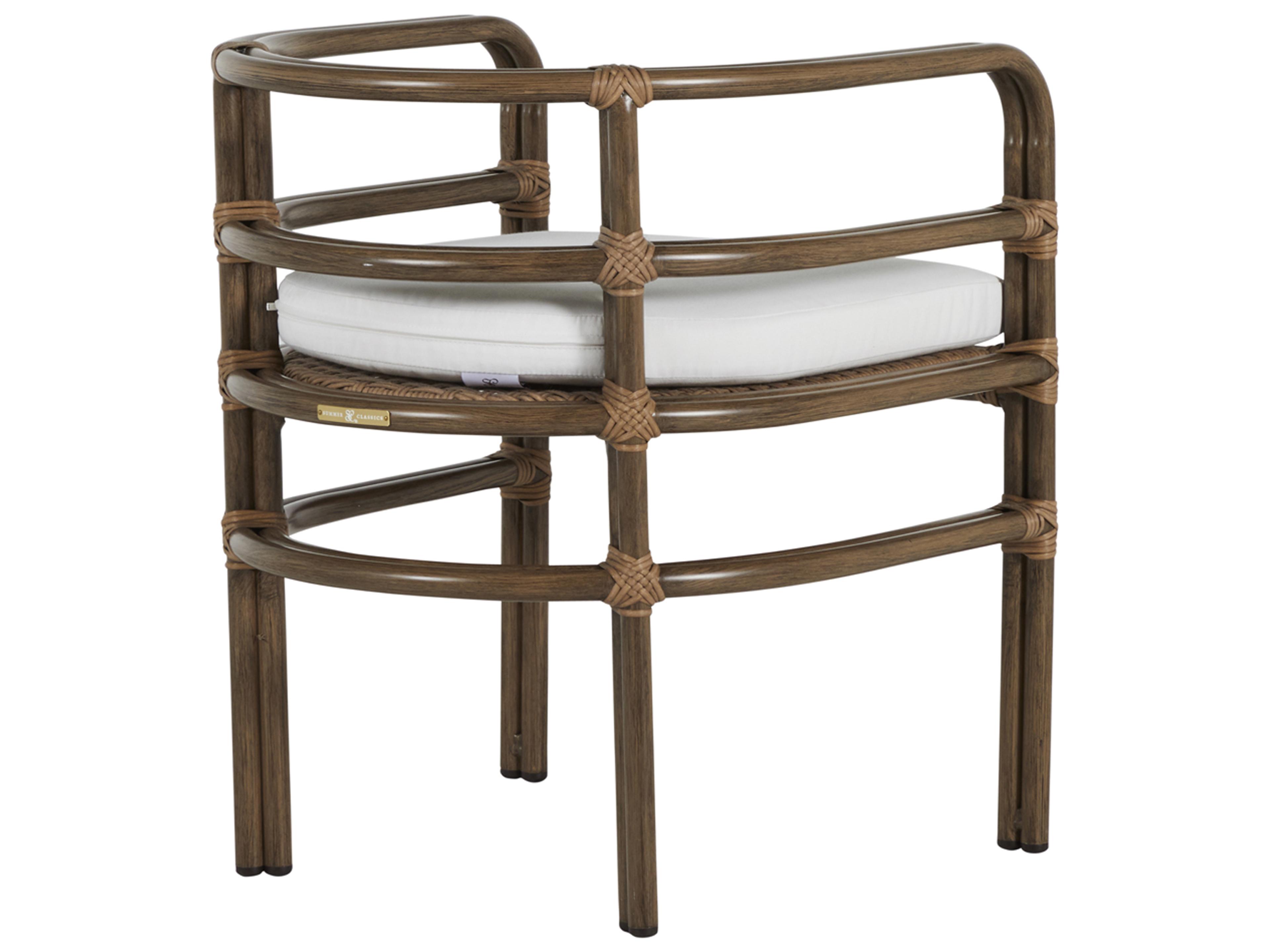 Summer Classics Malibu Aluminum Burlap Oak Outdoor Patio Dining Arm Chair